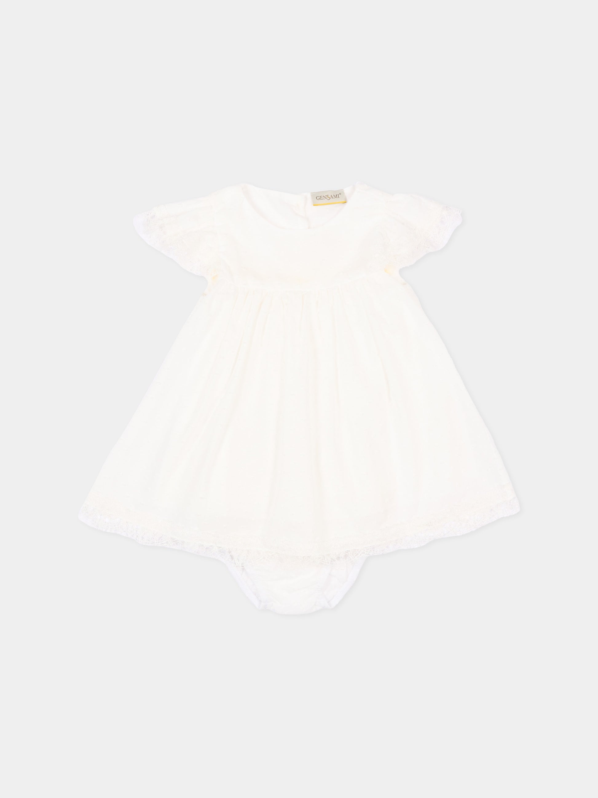Completo elegante avorio per neonata con pizzo,Gensami,BL-PLUM-F-CO OFF WHITE