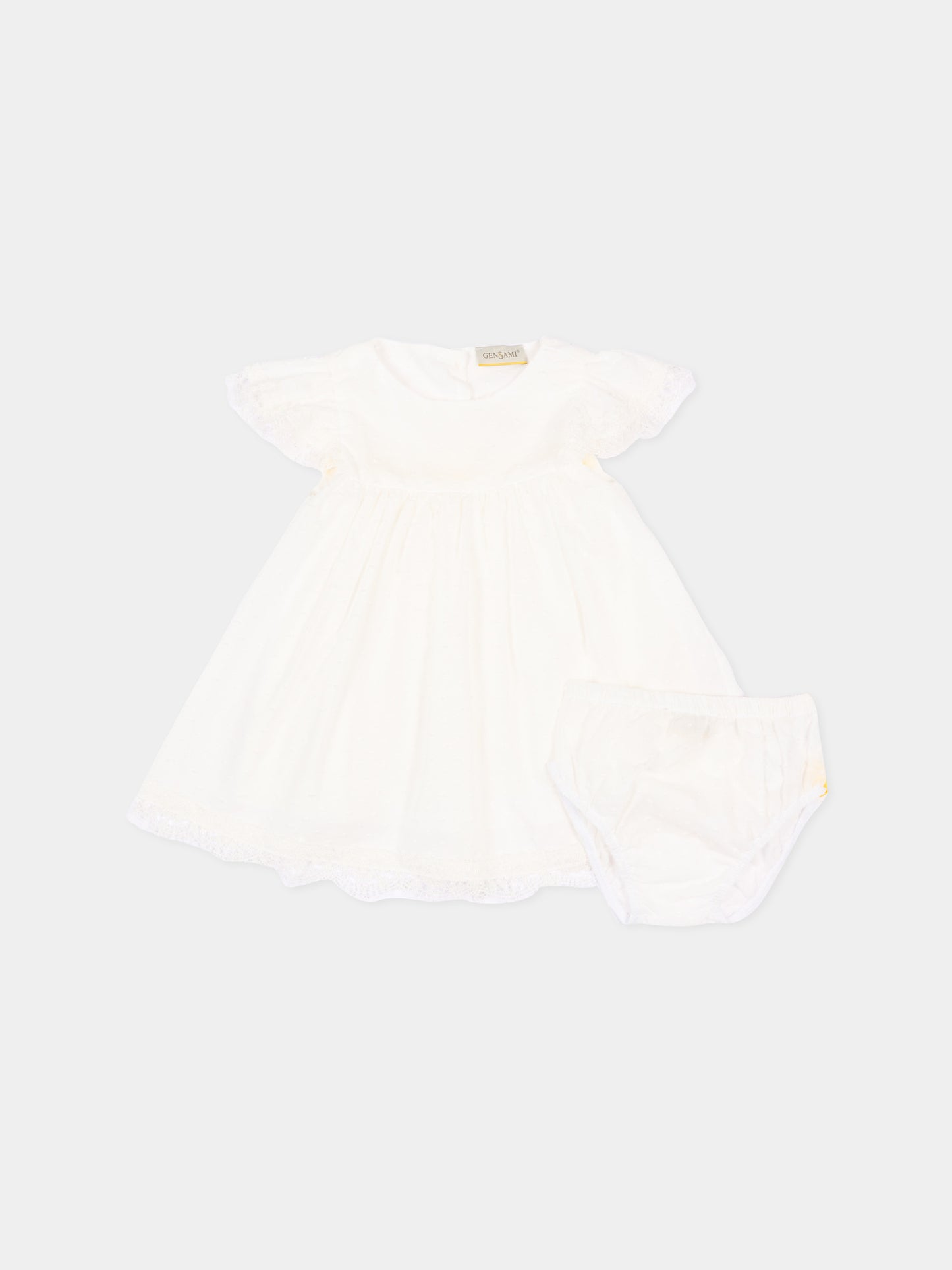 Completo elegante avorio per neonata con pizzo,Gensami,BL-PLUM-F-CO OFF WHITE