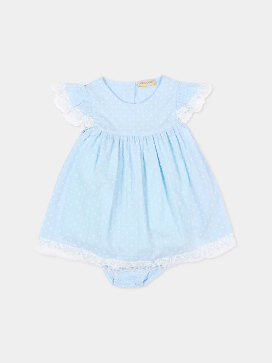 Completo azzurro per neonata con pizzo,Gensami,BL-PLUM-F-CO SKY BLUE
