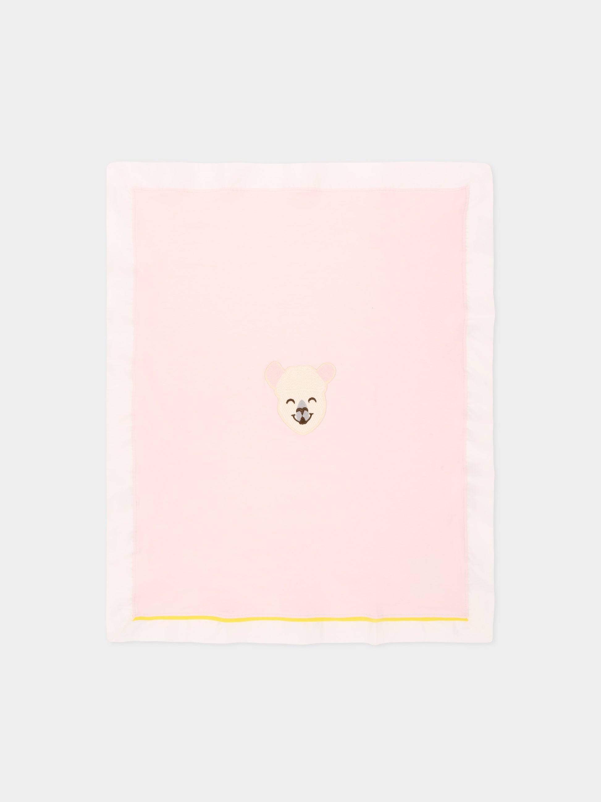 Coperta rosa con ricamo alpaca per neonata,Gensami,BLA-ALP-J LIGHT PINK