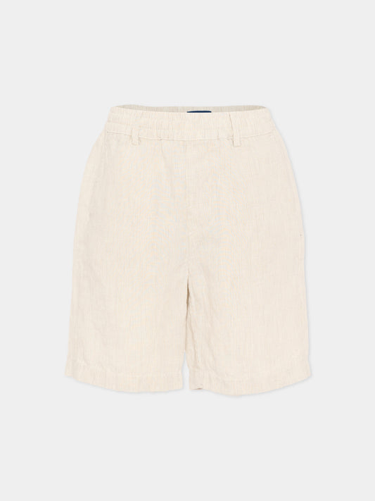 Shorts beige per bambino a righe,Paul & Shark Junior,WUQ000 LUE03 80224