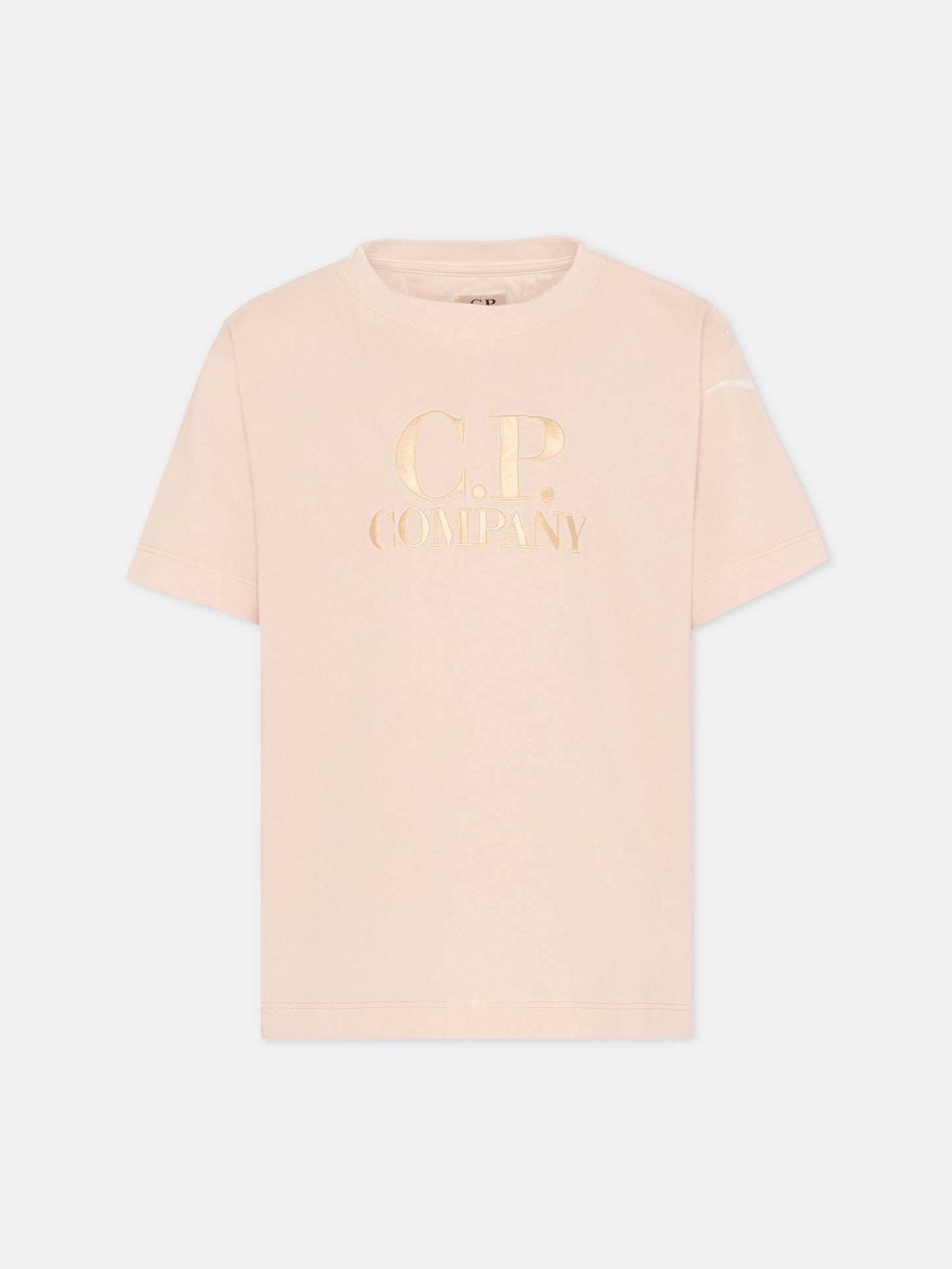 T-Shirt beige per bambino con logo,C. P. Company,CNM00Q-LAA17 10135