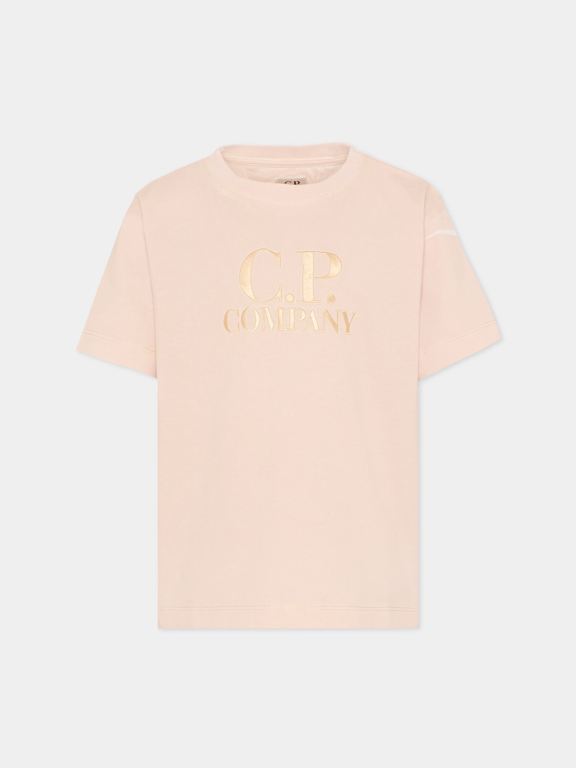T-Shirt beige per bambino con logo,C. P. Company,CNM00Q-LAA17 10135
