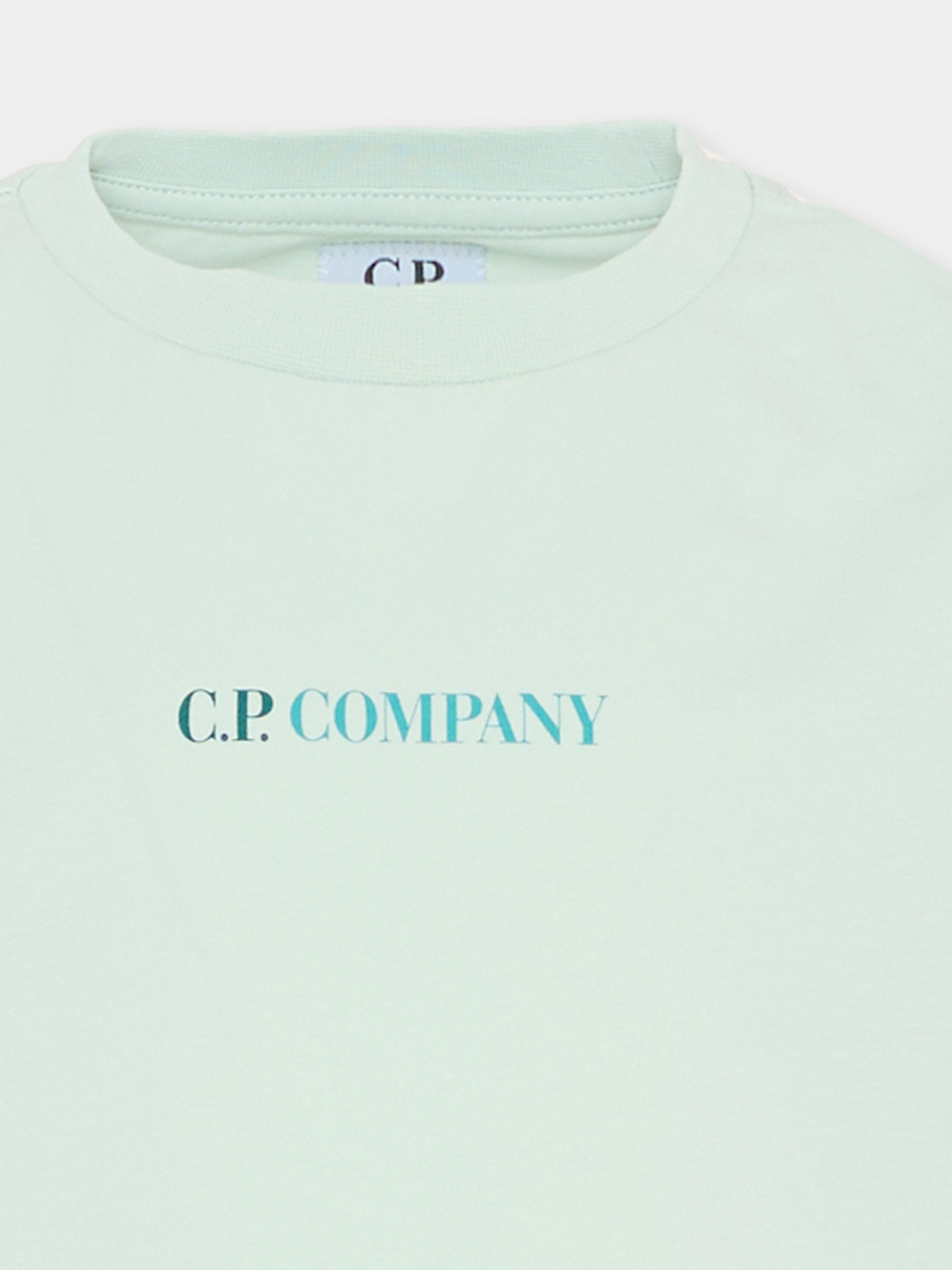 T-Shirt celeste per bambino con logo,C. P. Company,CSM002-LAA17 41372