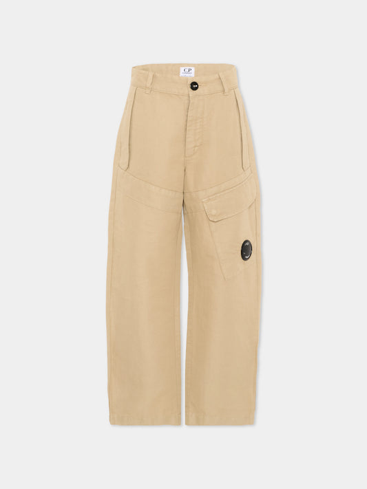 Pantalone beige per bambino con lente,C. P. Company,CUP015-LZC01 20129