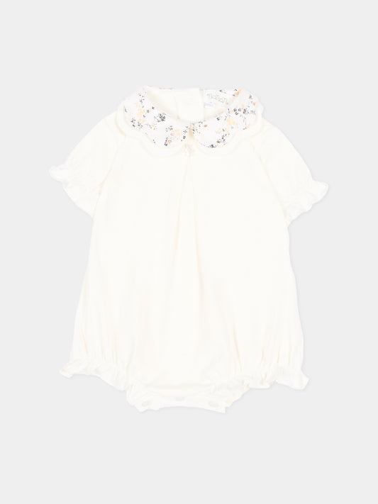 Pagliaccetto avorio per neonati con fiori,Nanán,E26410OW