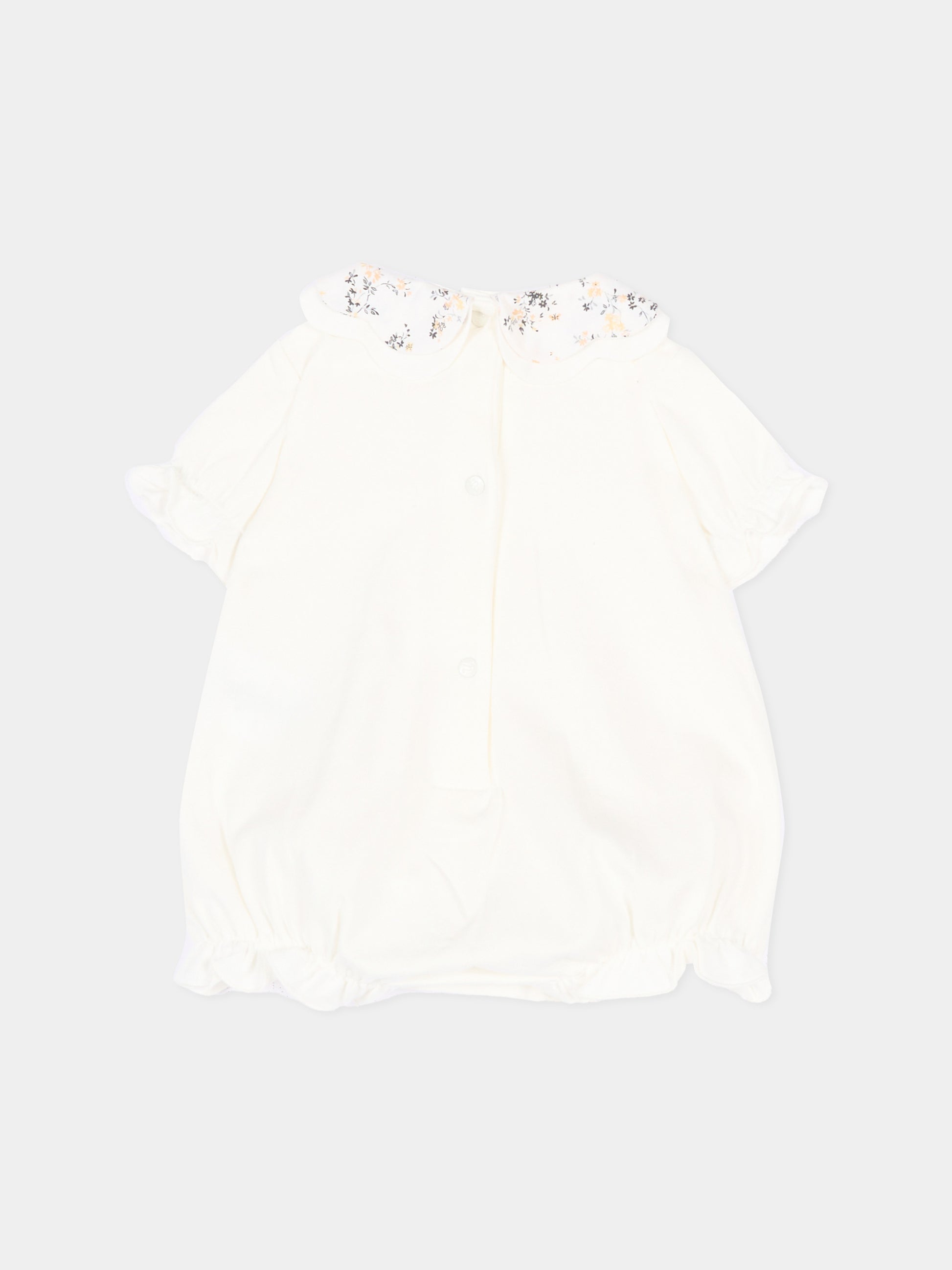 Pagliaccetto avorio per neonati con fiori,Nanán,E26410OW