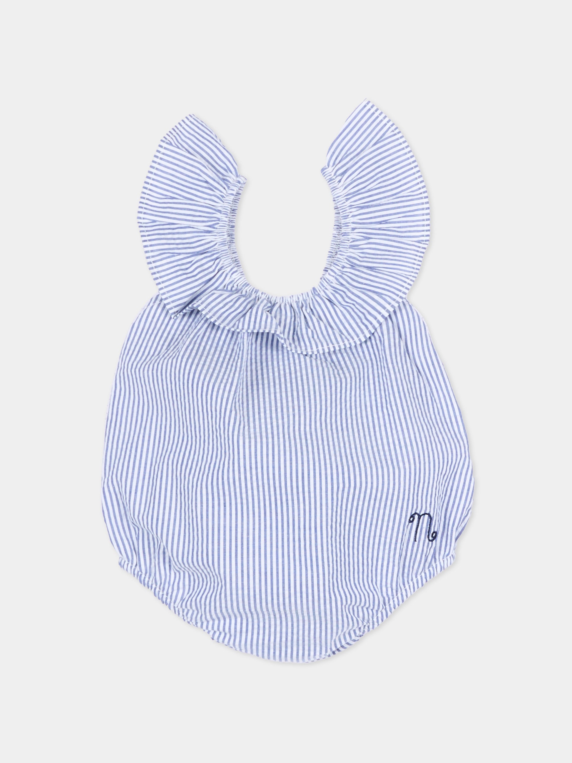 Pagliaccetto blu a righe per neonata,Nanán,E26480BL