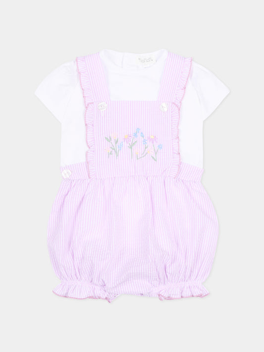 Pagliaccetto lilla a righe per neonata,Nanán,E26479L