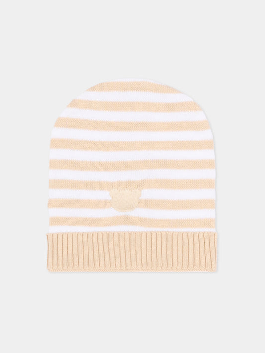 Cappello beige a righe per neonati,Nanán,E26006BE
