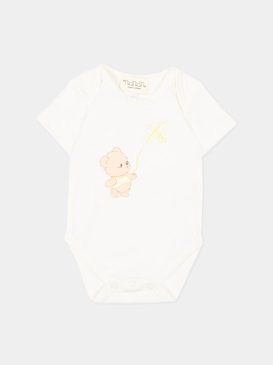 Body avorio per neonati con orsetto,Nanán,E26014OW