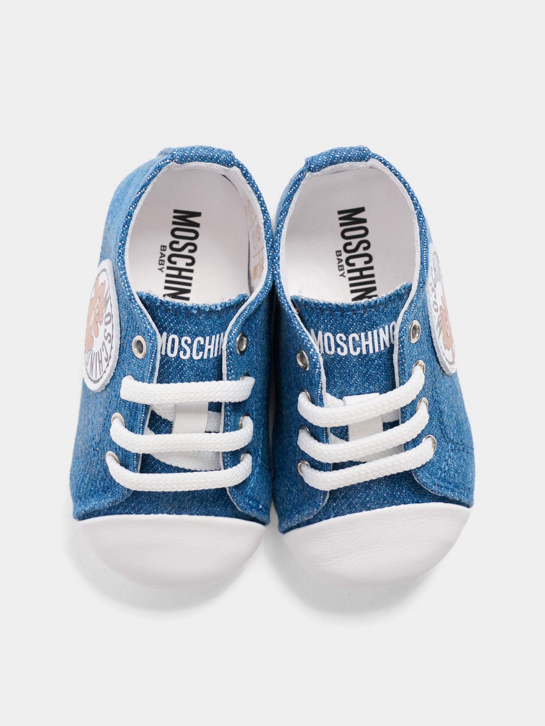 Sneakers basse blu per neonato con logo,Moschino Kids,82893 - VAR1