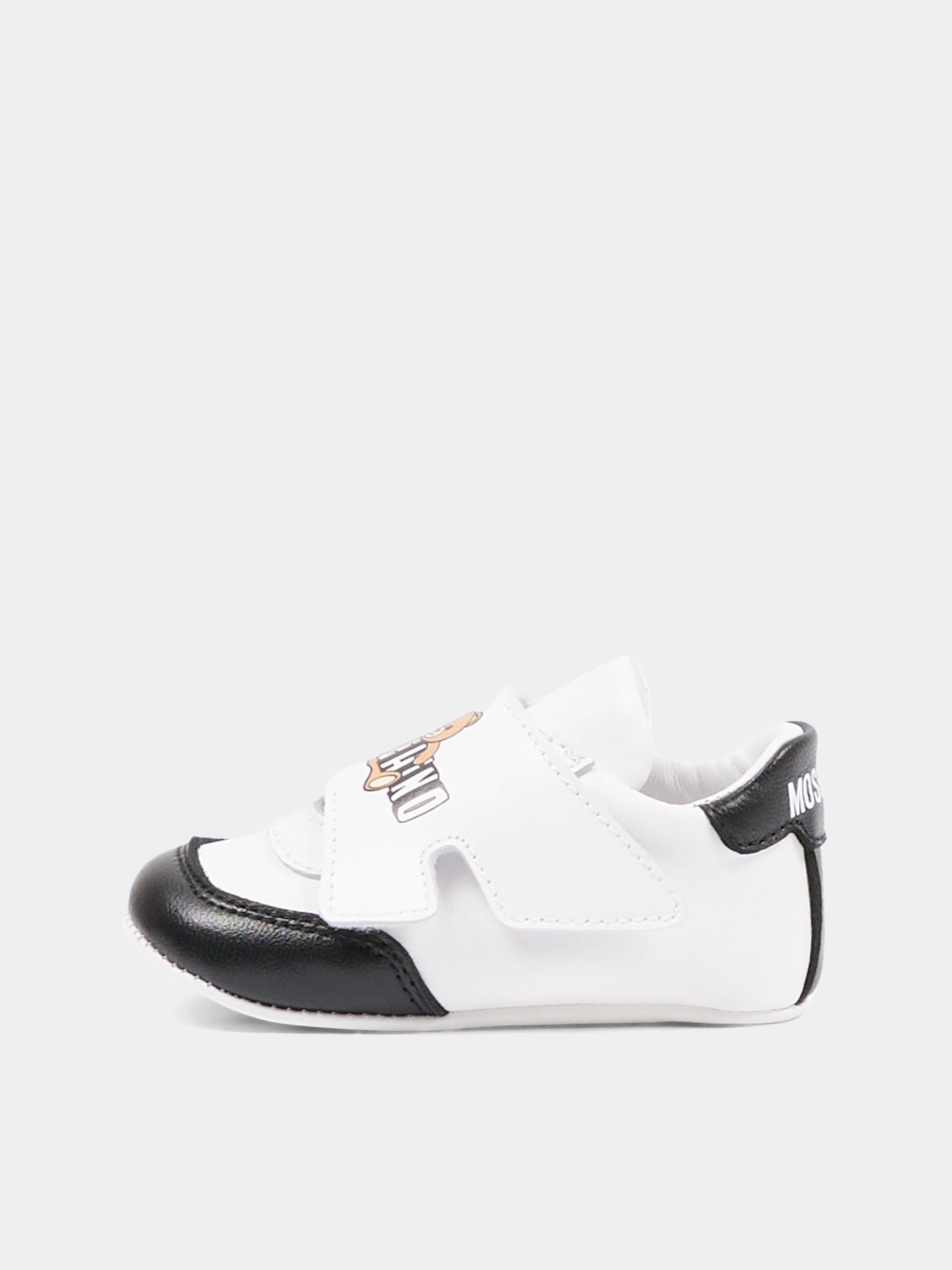 Sneakers basse bianche per neonato,Moschino Kids,82892 - VAR1