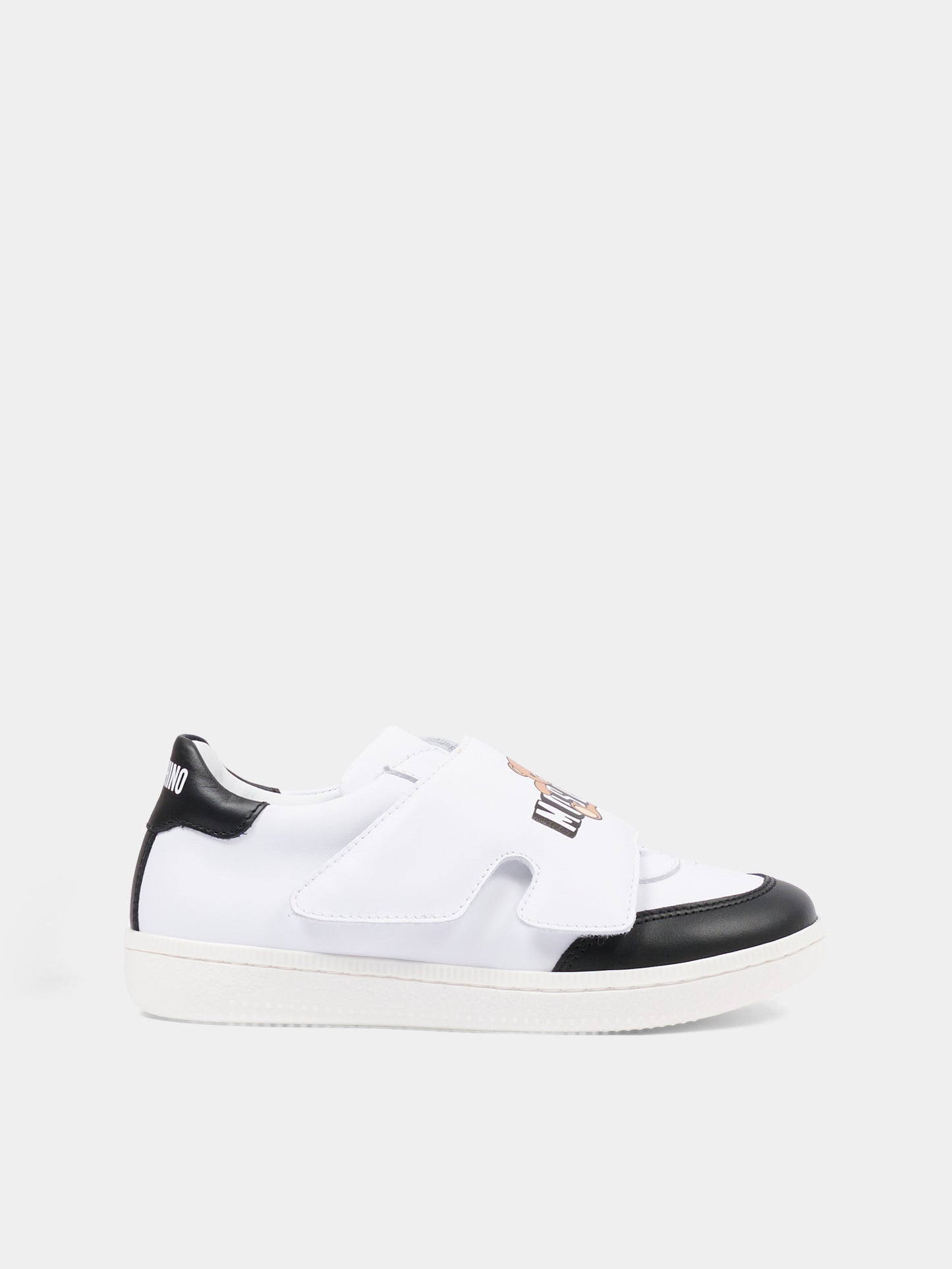 Sneakers basse bianche per bambino,Moschino Kids,83057 - VAR1