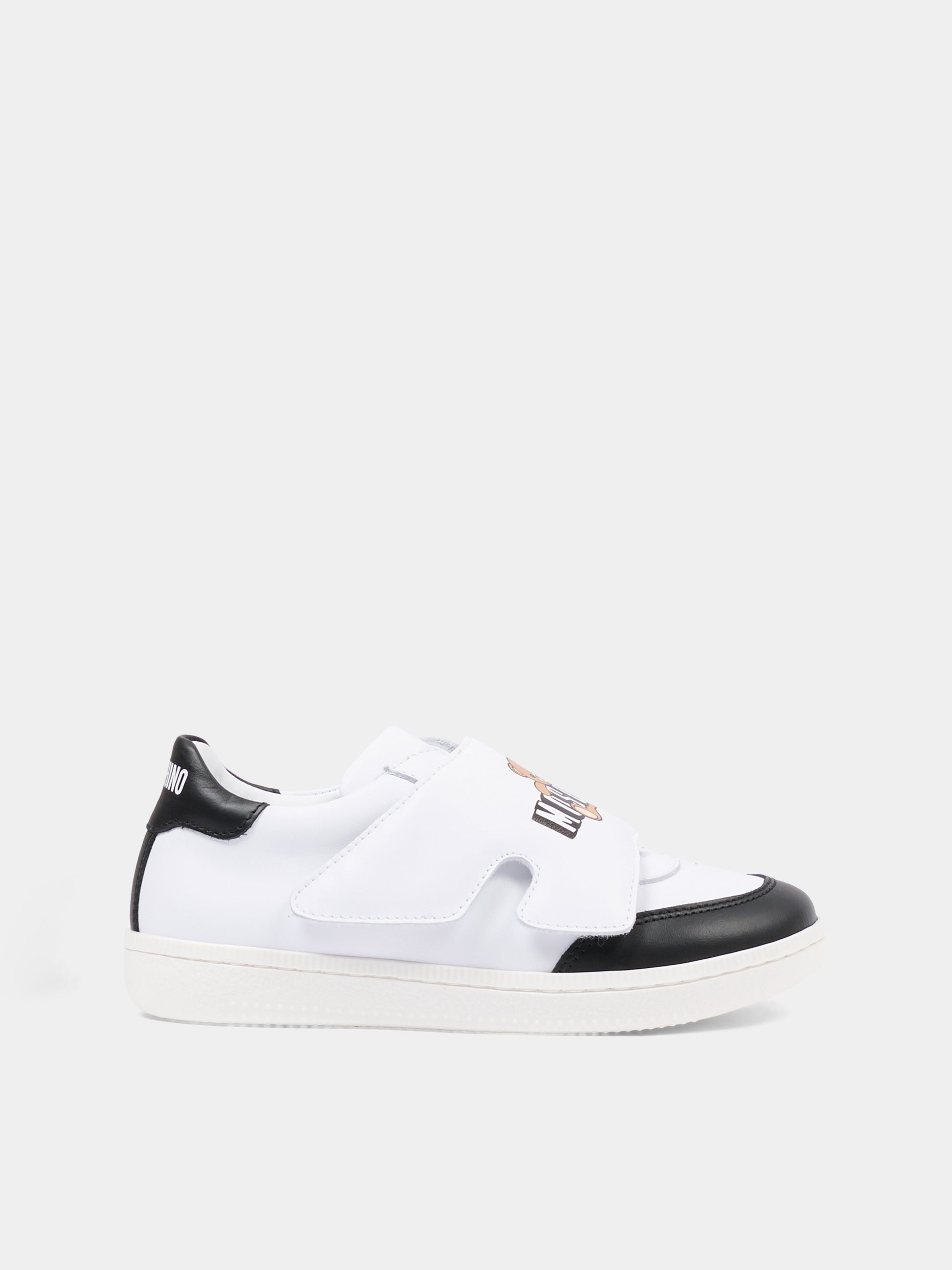 Sneakers basse bianche per bambino,Moschino Kids,83057 - VAR1