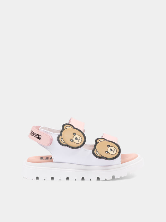 Sandali bianchi per bambina con teddy bear,Moschino Kids,83027 - VAR4