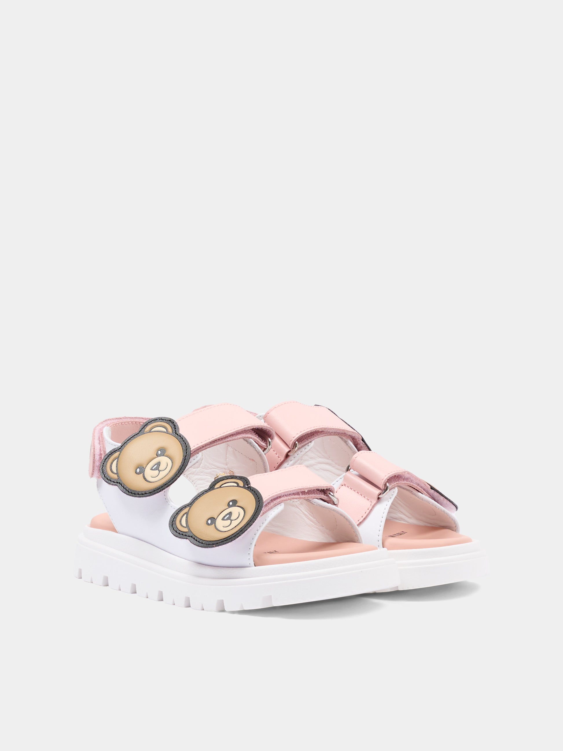Sandali bianchi per bambina con teddy bear,Moschino Kids,83027 - VAR4
