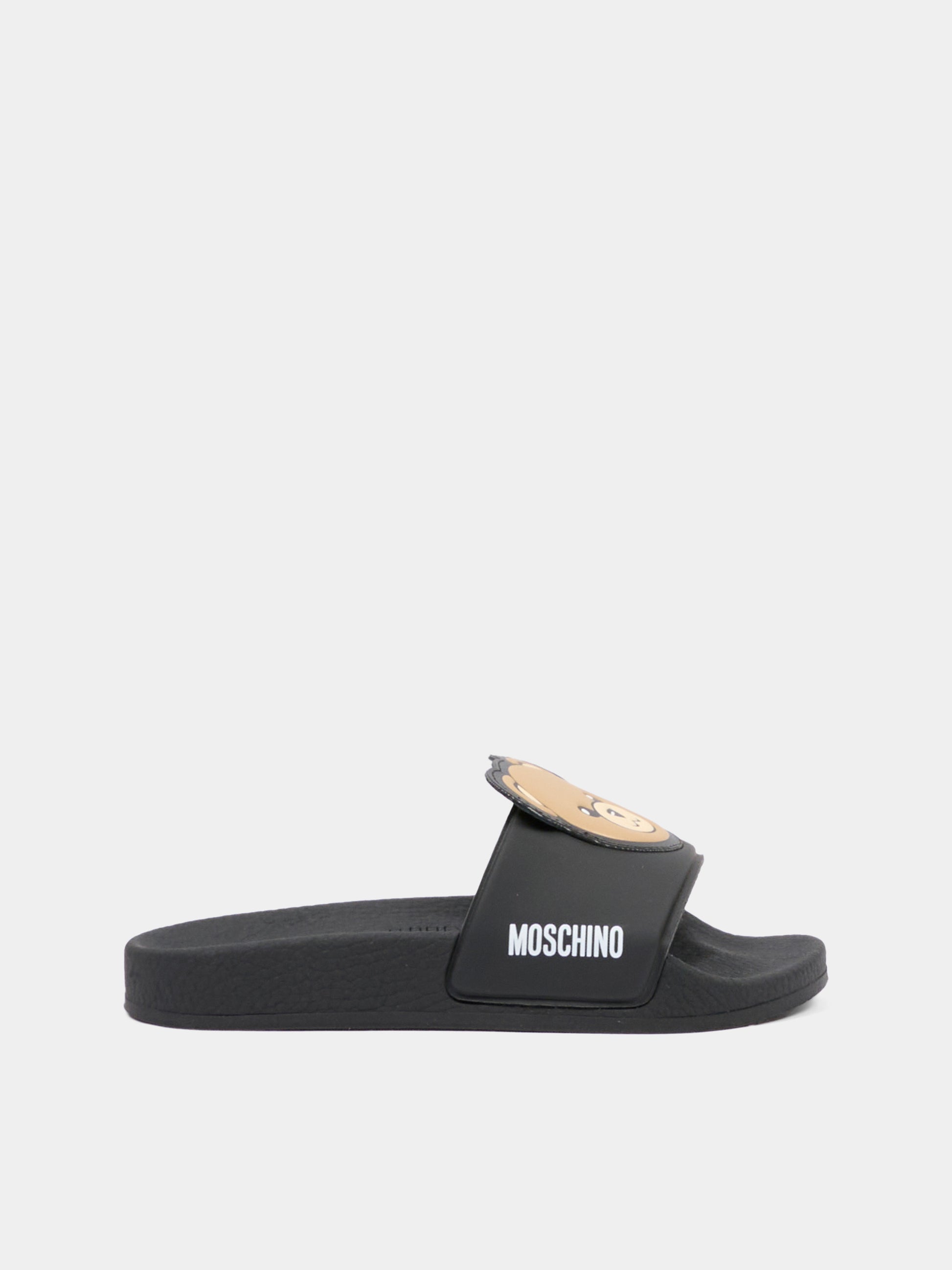 Ciabatte nere per bambini con Teddy Bear,Moschino Kids,83113 - VAR3