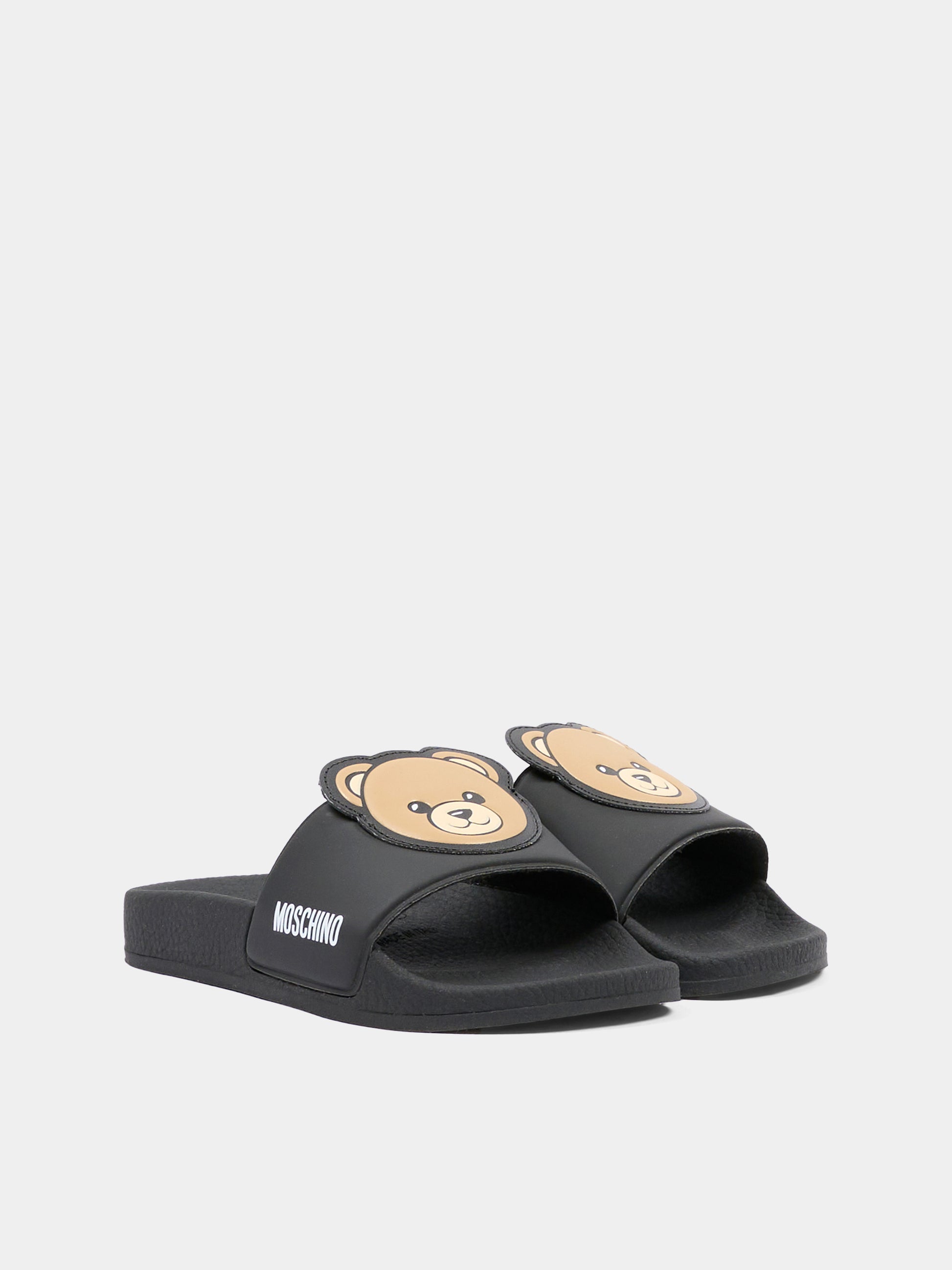 Ciabatte nere per bambini con Teddy Bear,Moschino Kids,83113 - VAR3