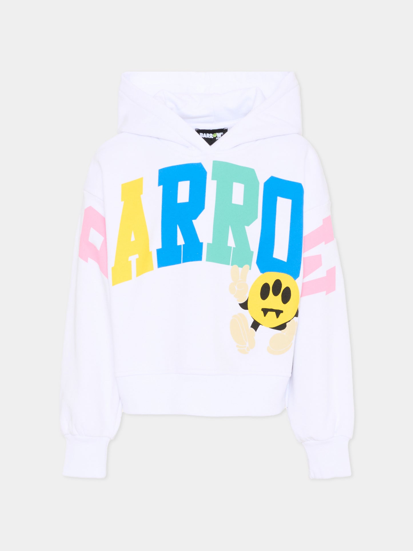 Felpa bianca Barrow per bambina stampa logo,Barrow,S6BKJGHS178 002