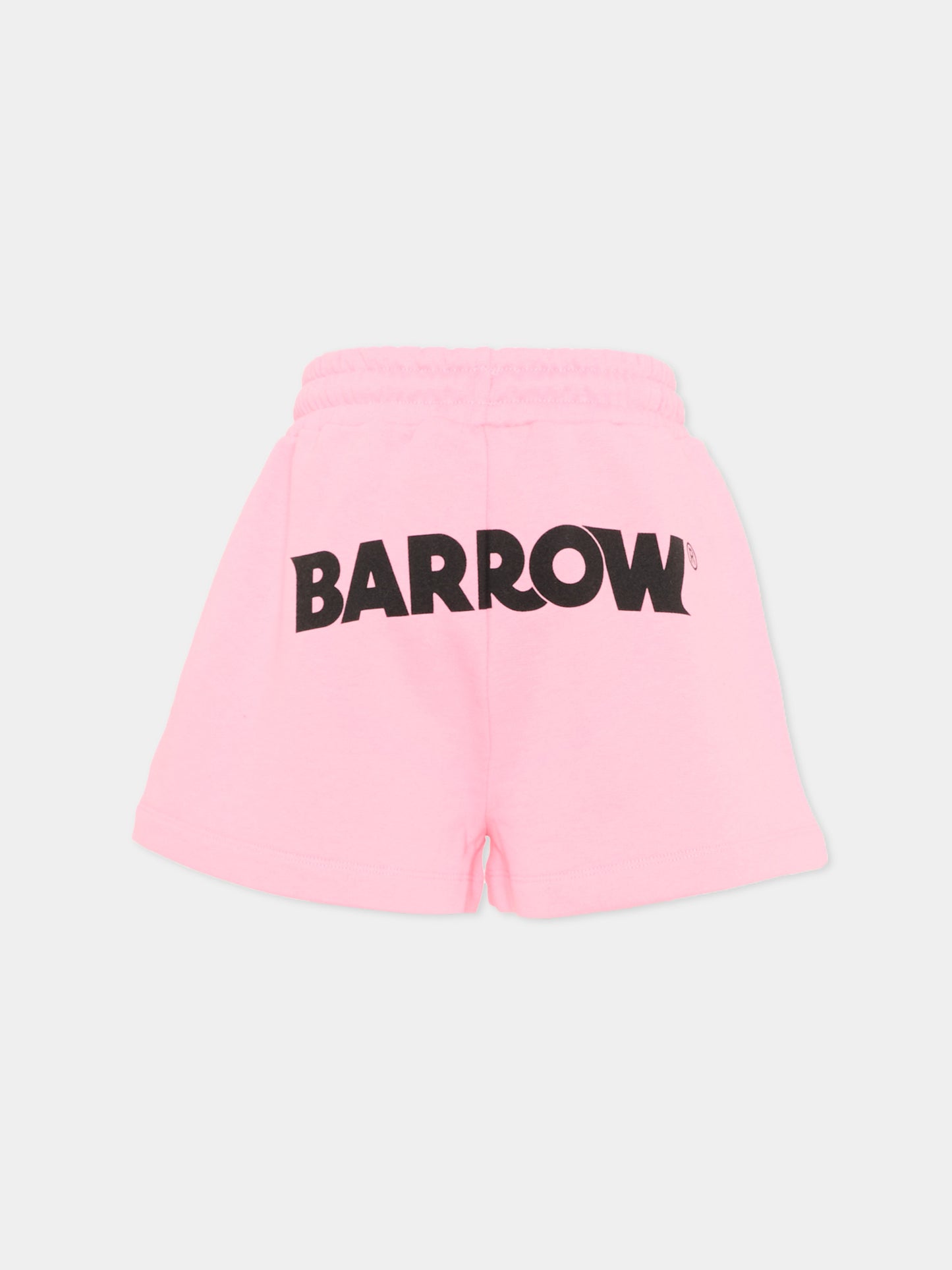 Shorts sportivi rosa per bambina logo,Barrow,S6BKJGSH013 BW311