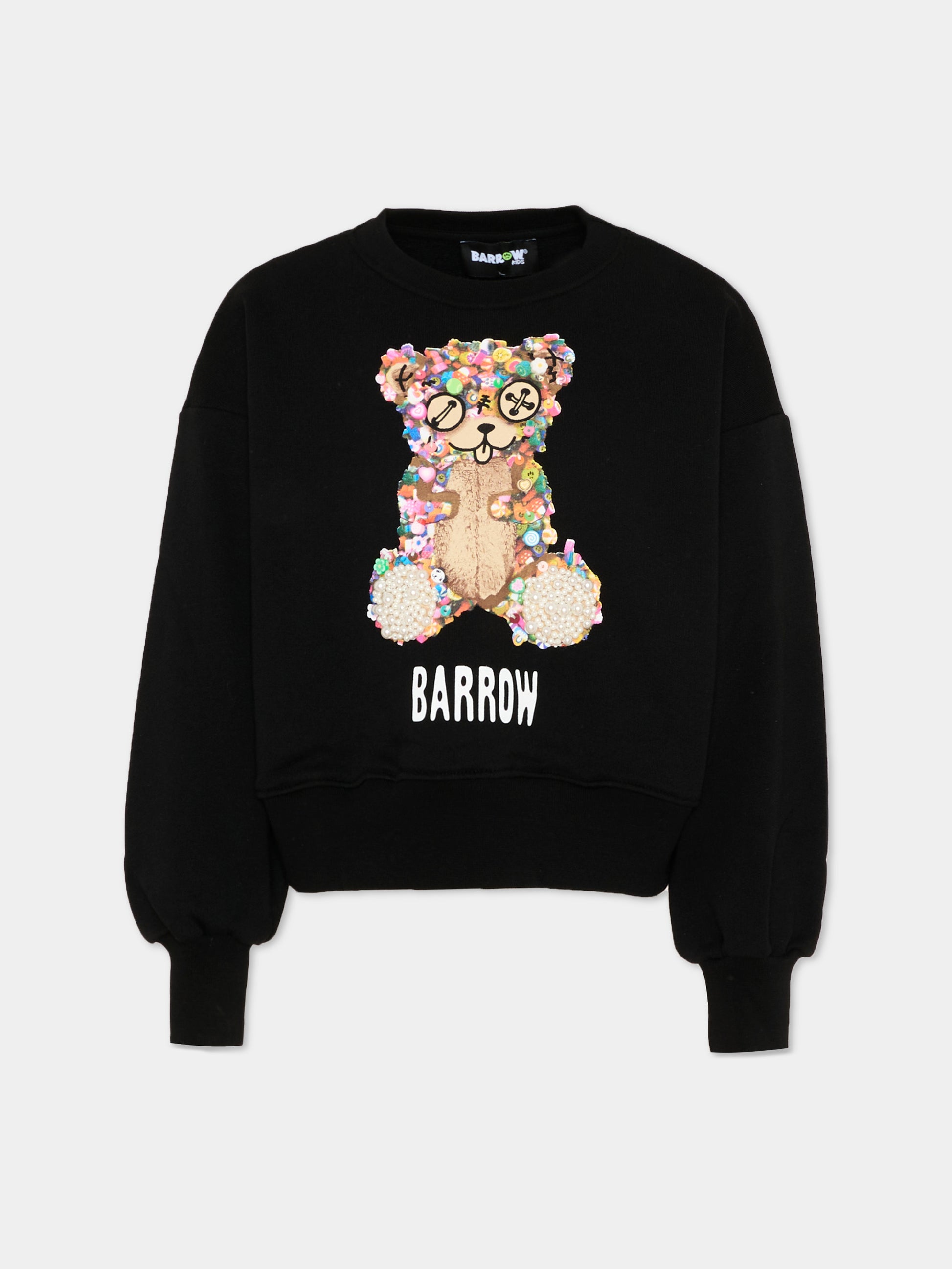 Felpa nera per bambina con orsetto,Barrow,S6BKJGSW123 110