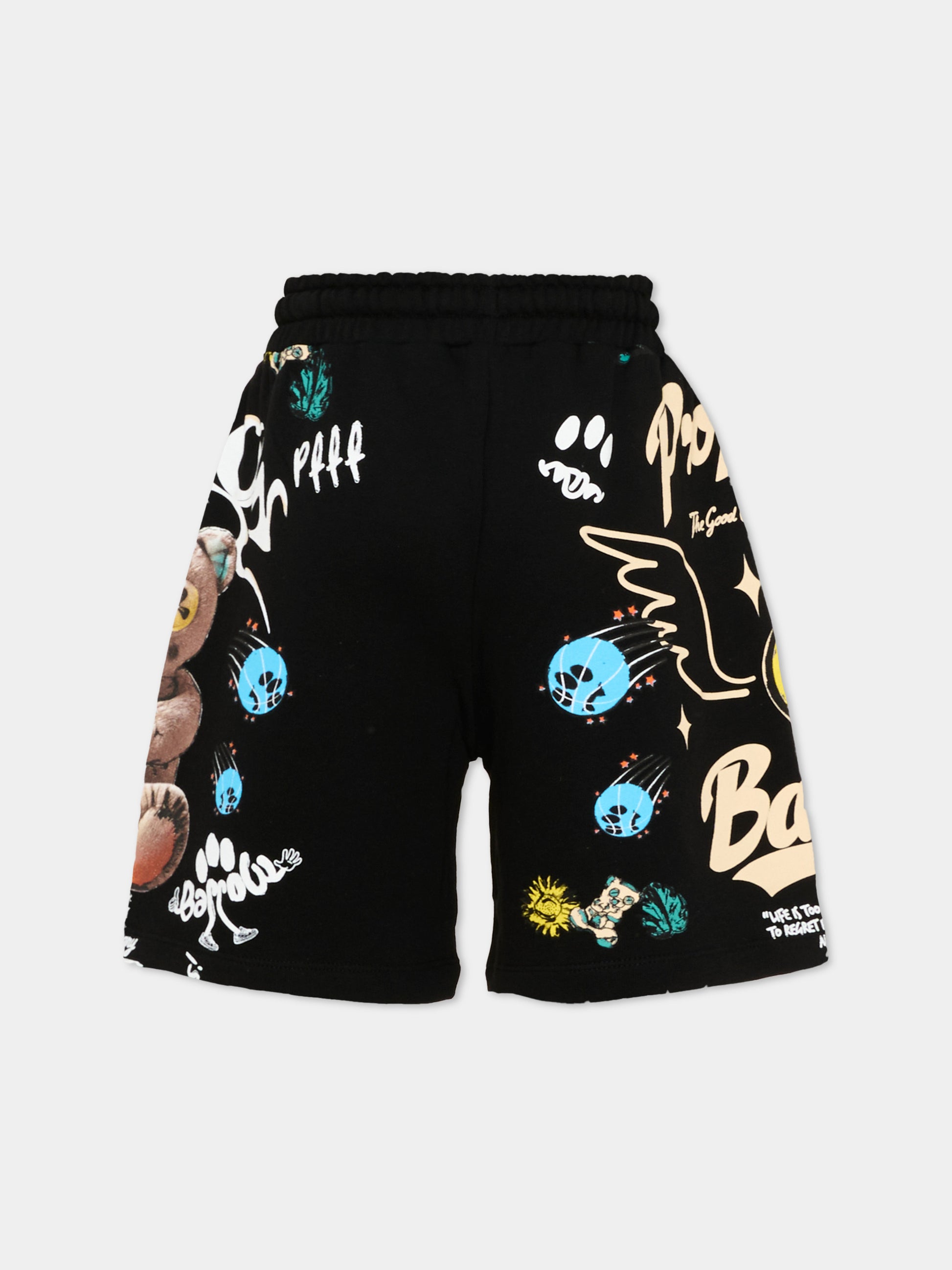 Shorts sportivi neri per bambini stampa logo,Barrow,S6BKJUBE043 110