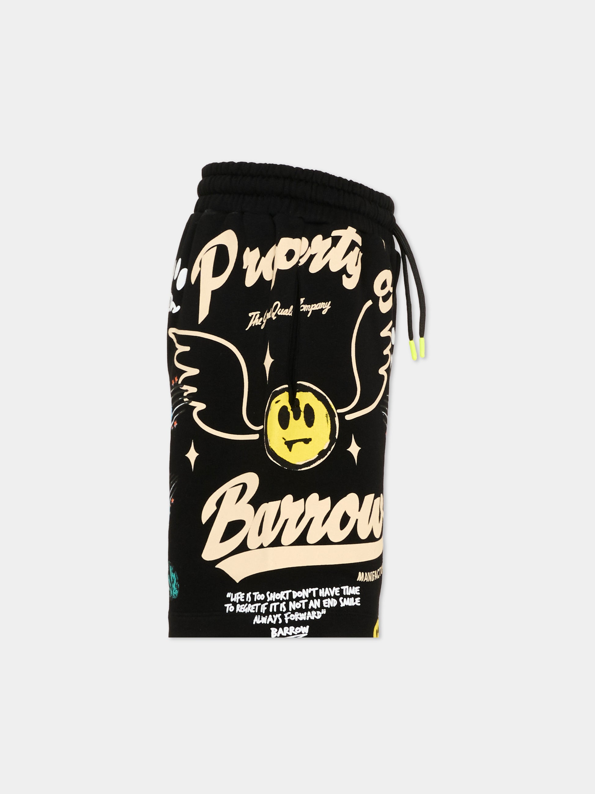 Shorts sportivi neri per bambini stampa logo,Barrow,S6BKJUBE043 110