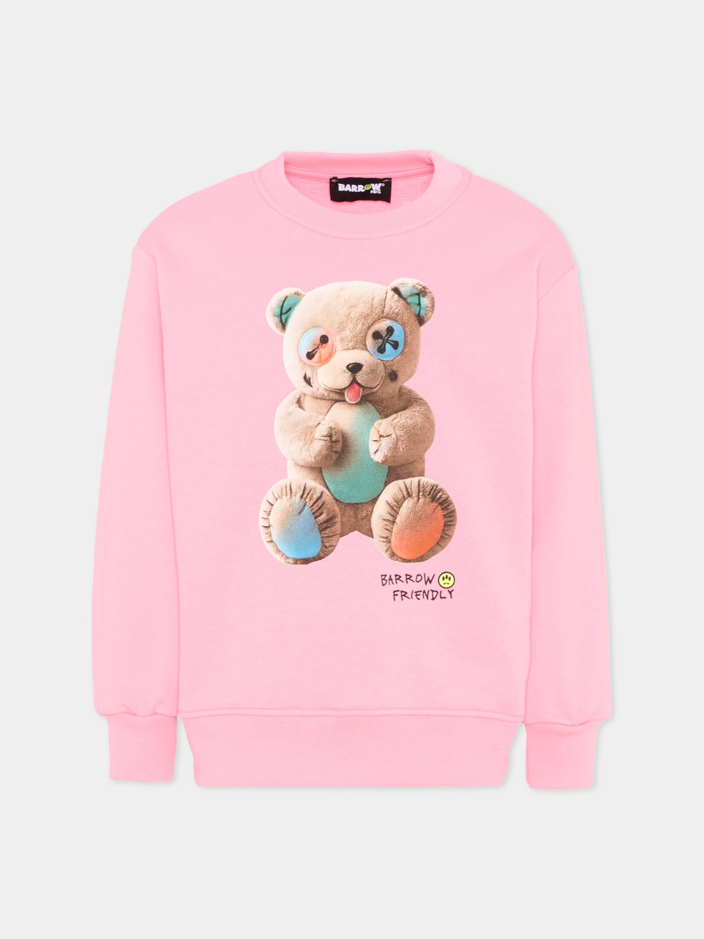 Felpa rosa per bambina con orsetto,Barrow,S6BKJUSW005 BW311