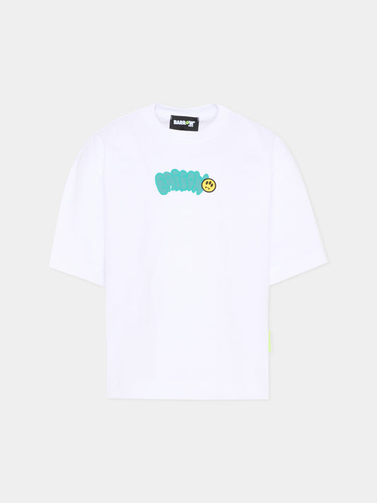 T-Shirt bianca per bambini con logo,Barrow,S6BKJUTH007 002