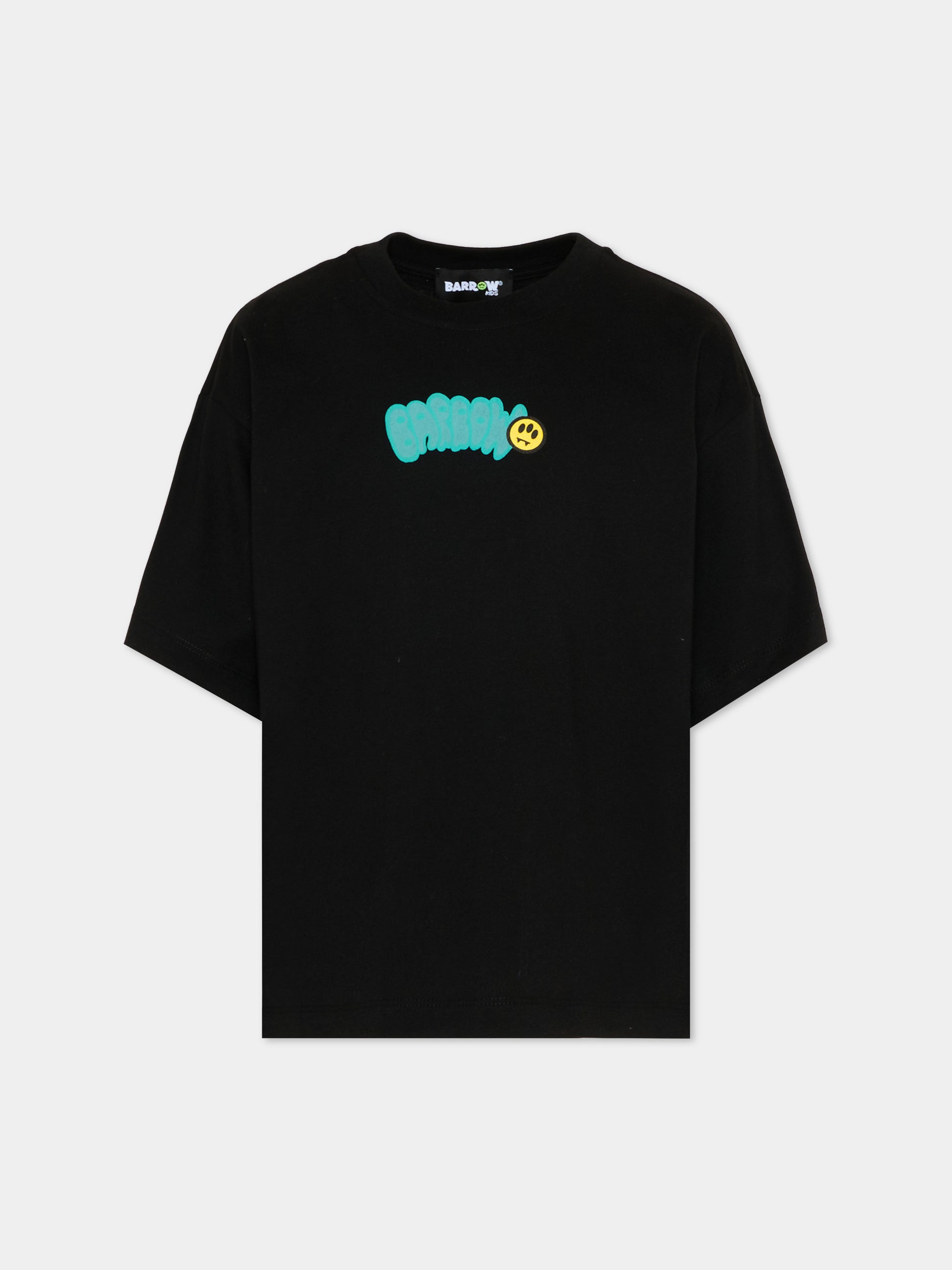 T-Shirt nera per bambini con logo,Barrow,S6BKJUTH007 110