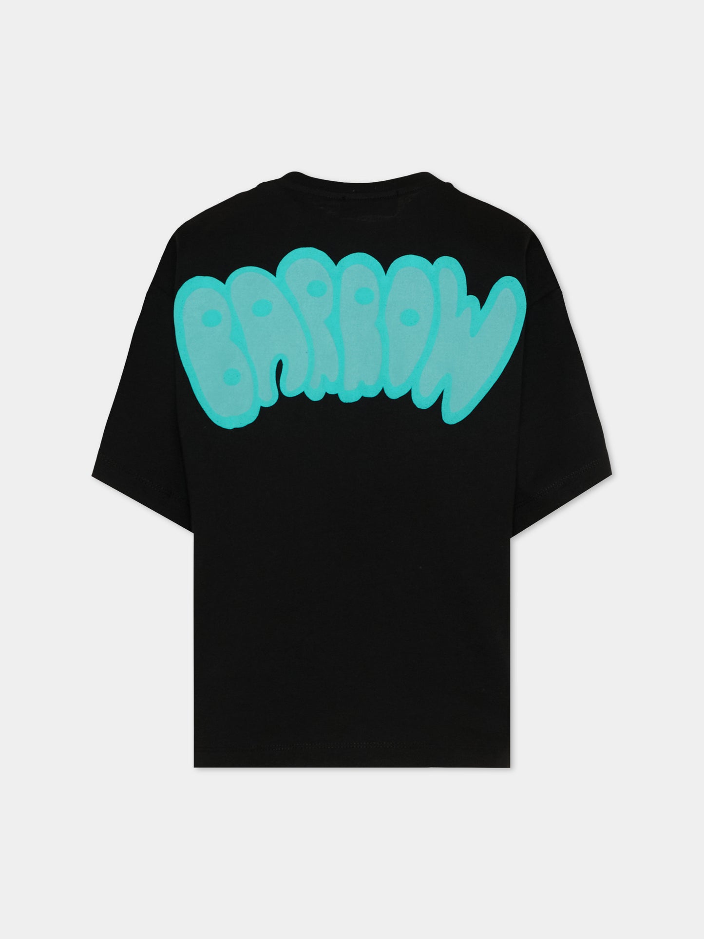 T-Shirt nera per bambini con logo,Barrow,S6BKJUTH007 110