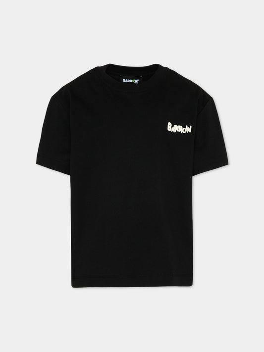 T-Shirt nera per bambini con smile,Barrow,S6BKJUTH008 110