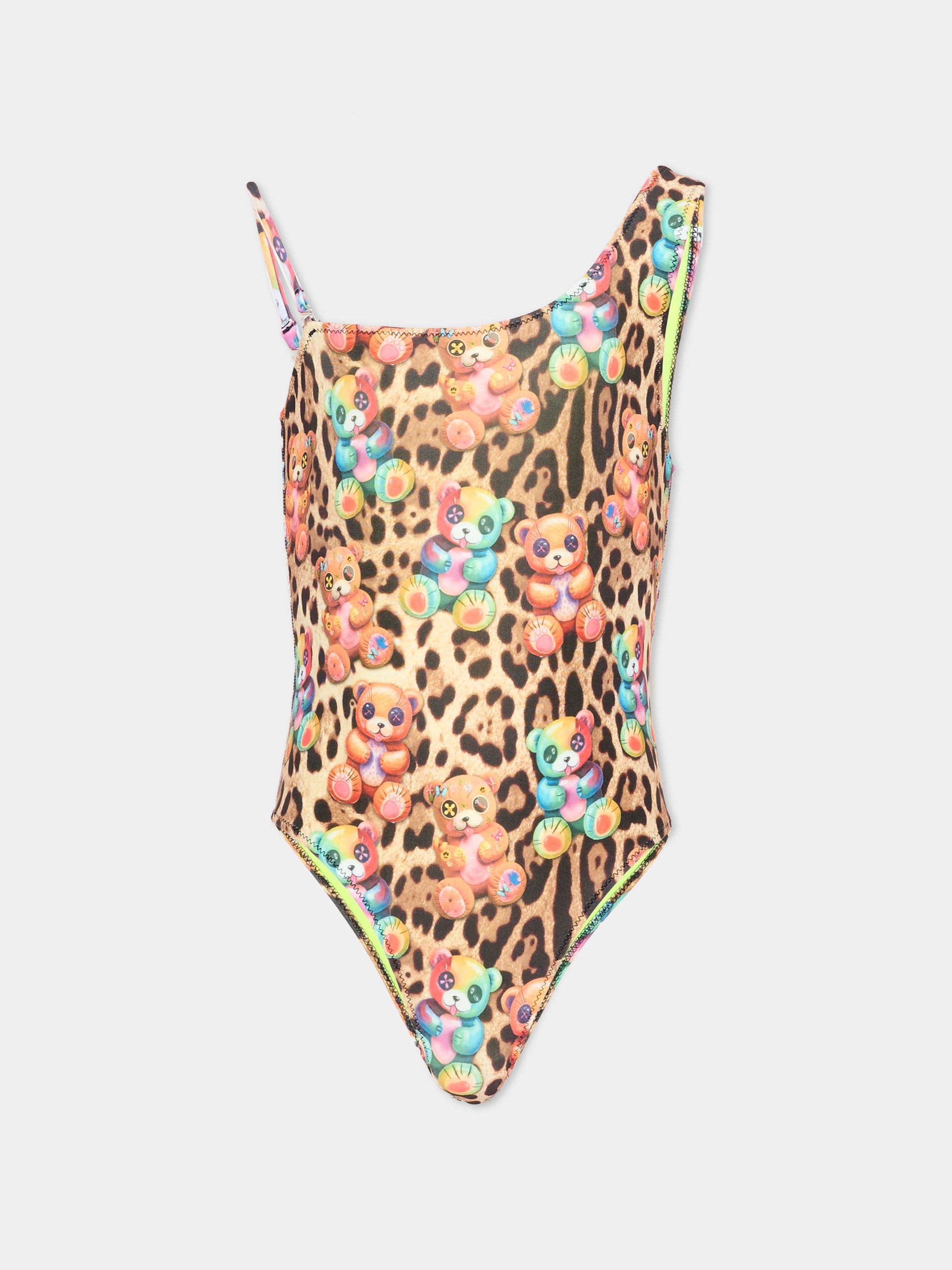 Costume intero multicolor per bambina stampa orsetti,Barrow,S6BKJGSM234 140