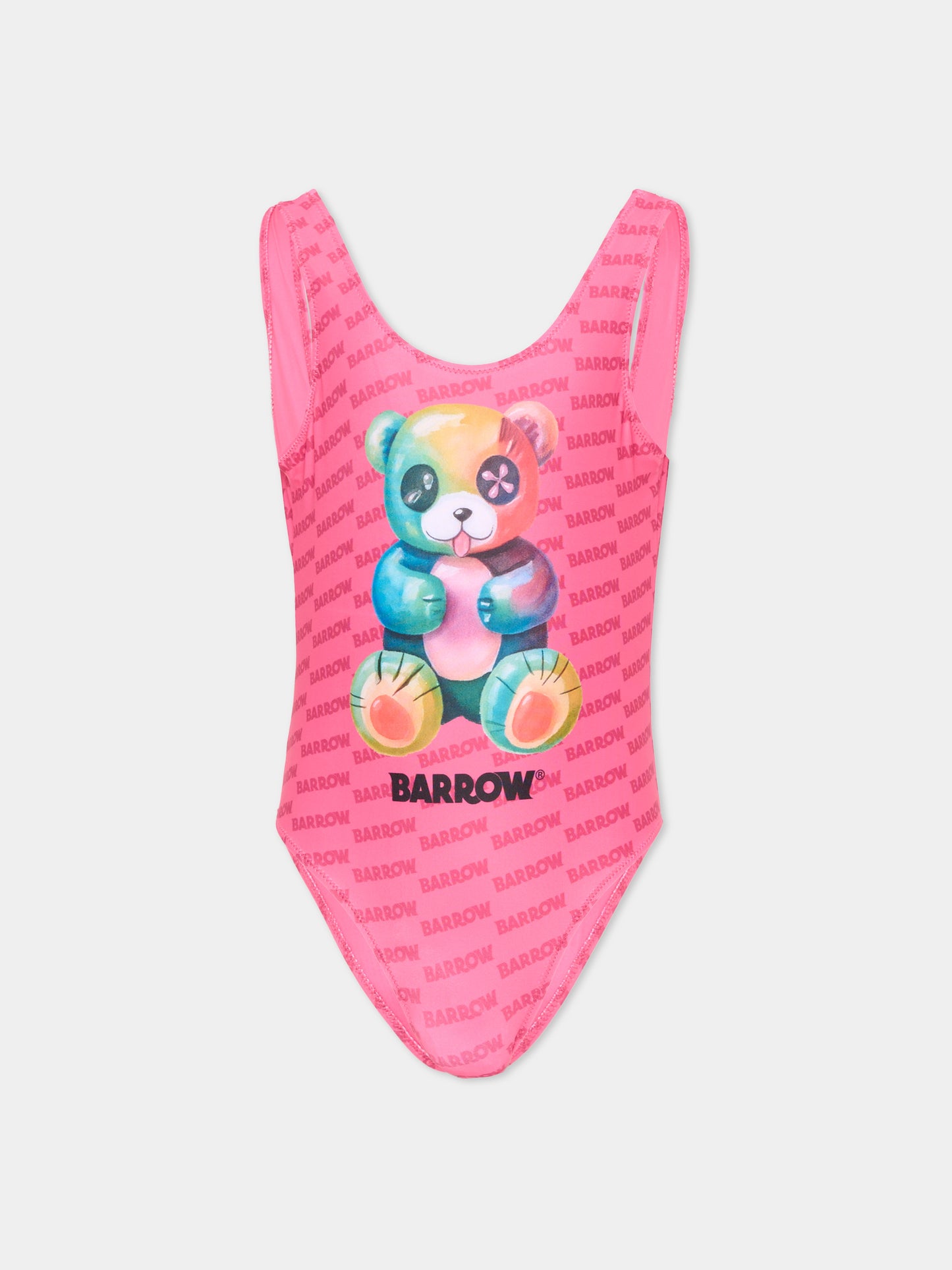 Costume intero fucsia per bambina con orsetto,Barrow,S6BKJGSM236 044