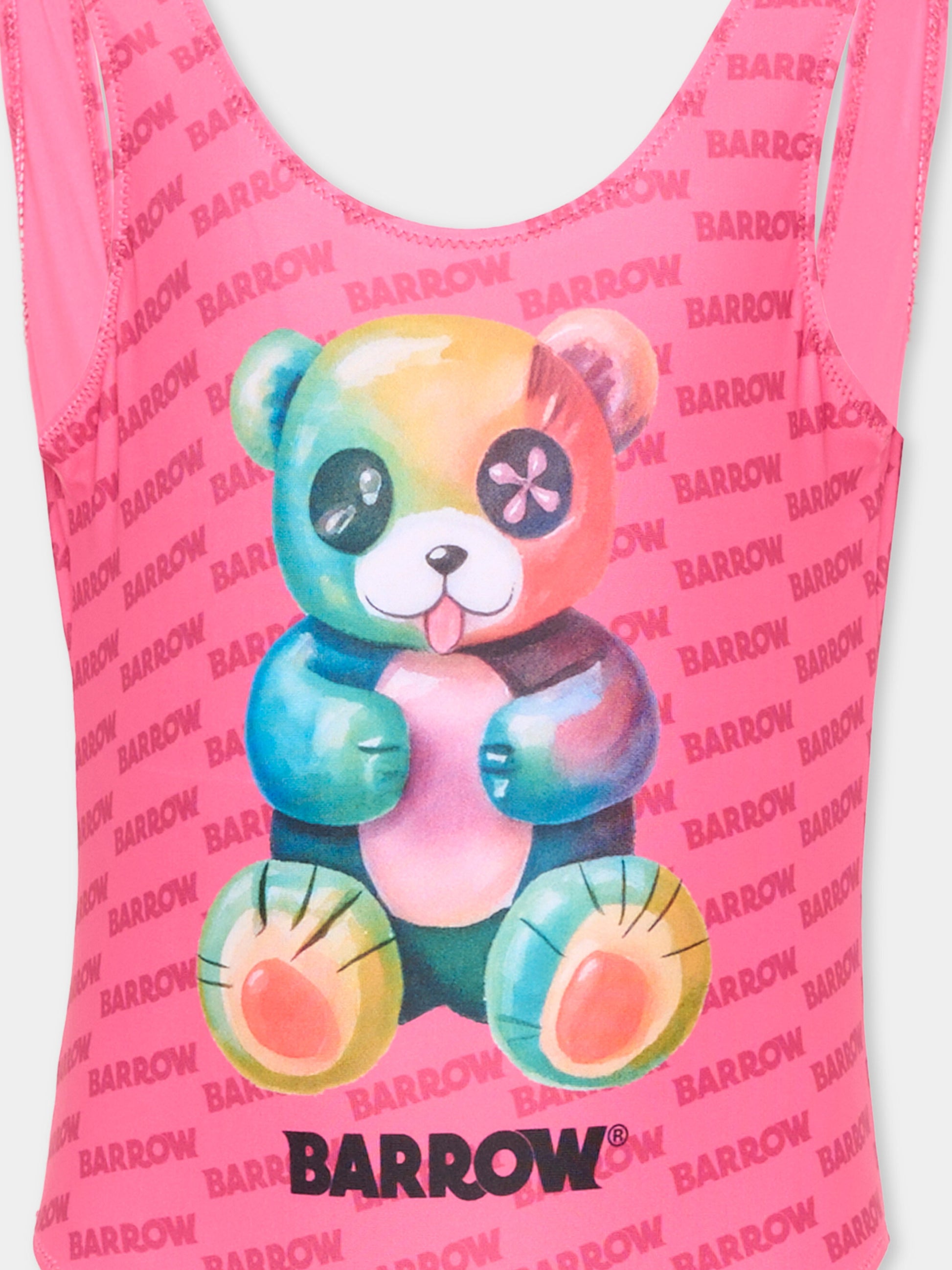 Costume intero fucsia per bambina con orsetto,Barrow,S6BKJGSM236 044