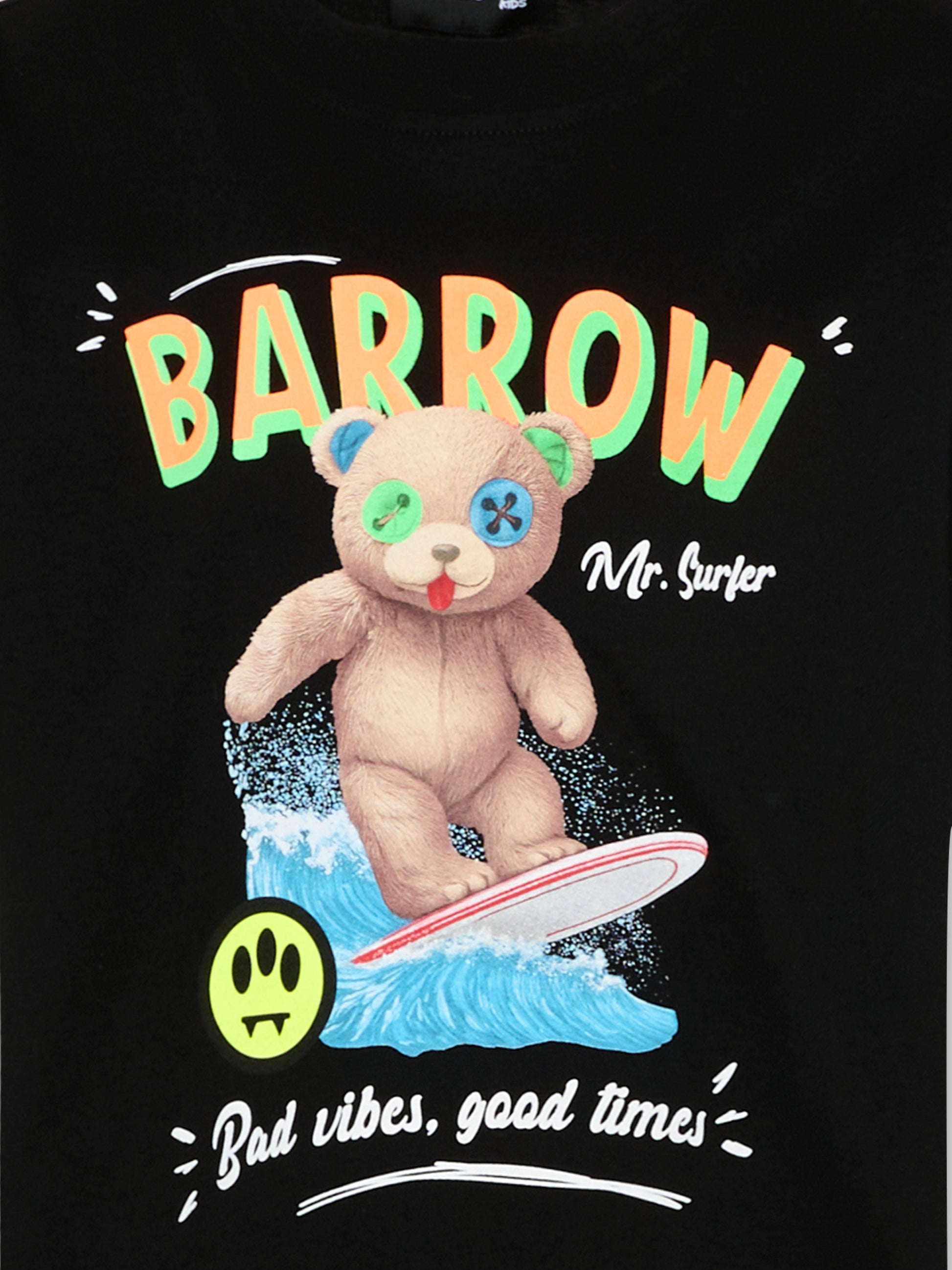 T-Shirt nera per bambino con orsetto,Barrow,S6BKJUTH239 110