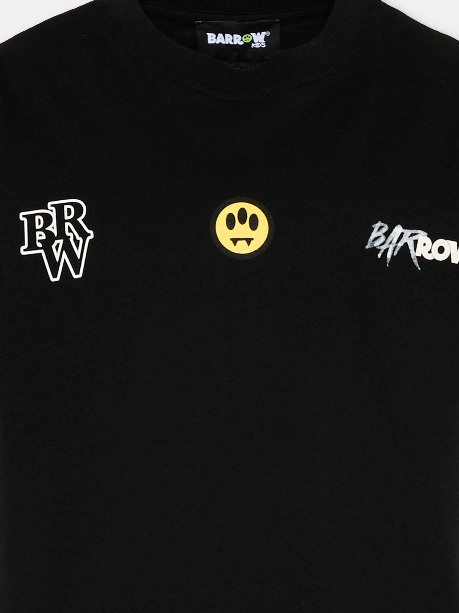 T-Shirt nera per bambini con logo,Barrow,S6BKJUTH061 110