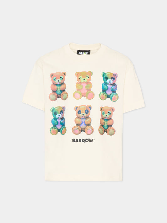 T-Shirt avorio per bambini con orsetti,Barrow,S6BKJUTH093 013