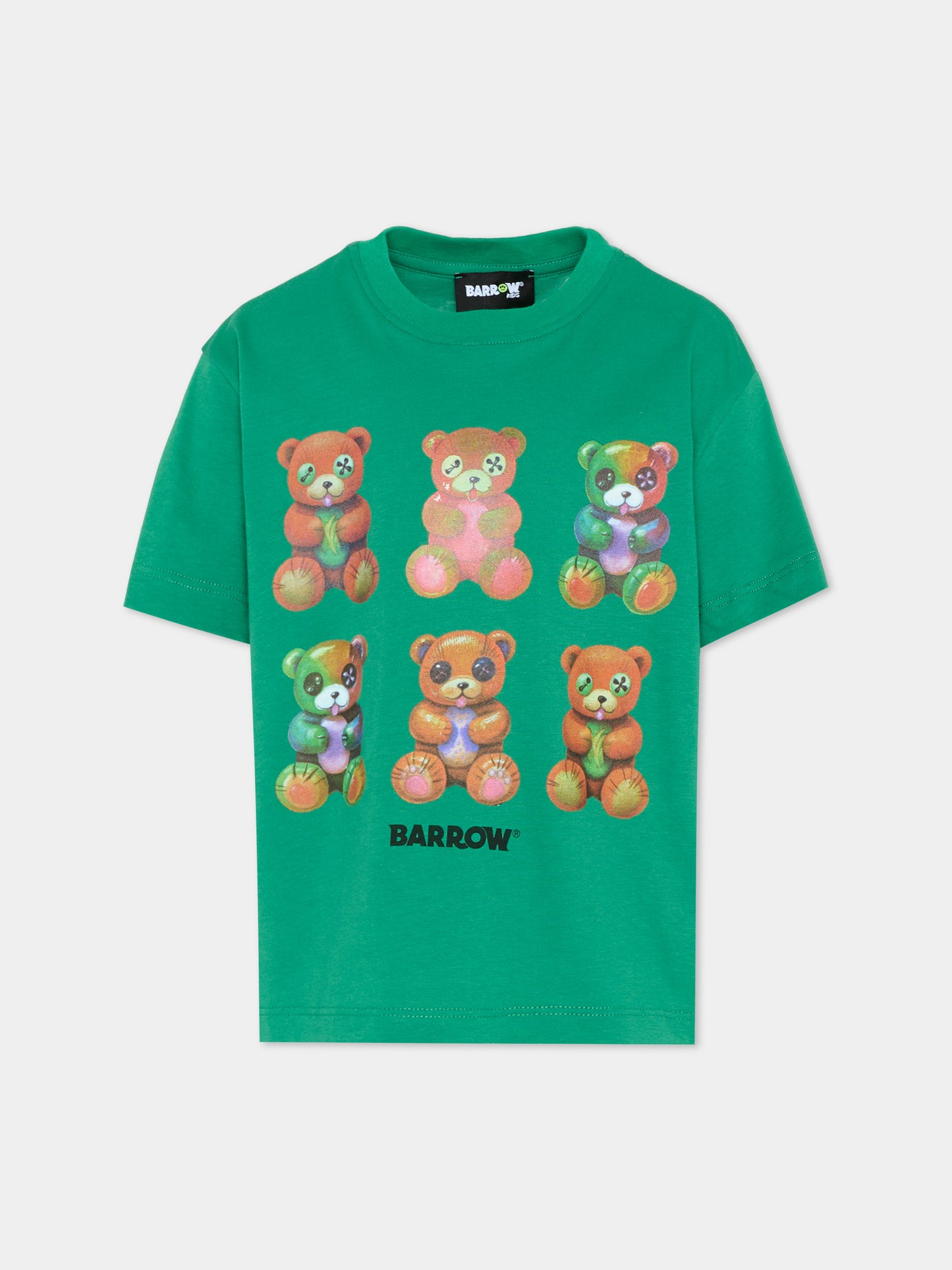 T-Shirt verde per bambini con orsetti,Barrow,S6BKJUTH093 080
