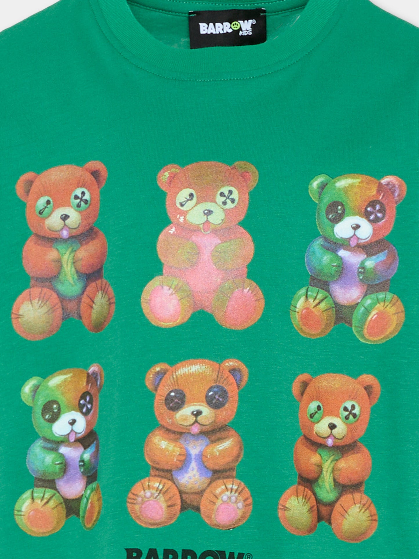 T-Shirt verde per bambini con orsetti,Barrow,S6BKJUTH093 080