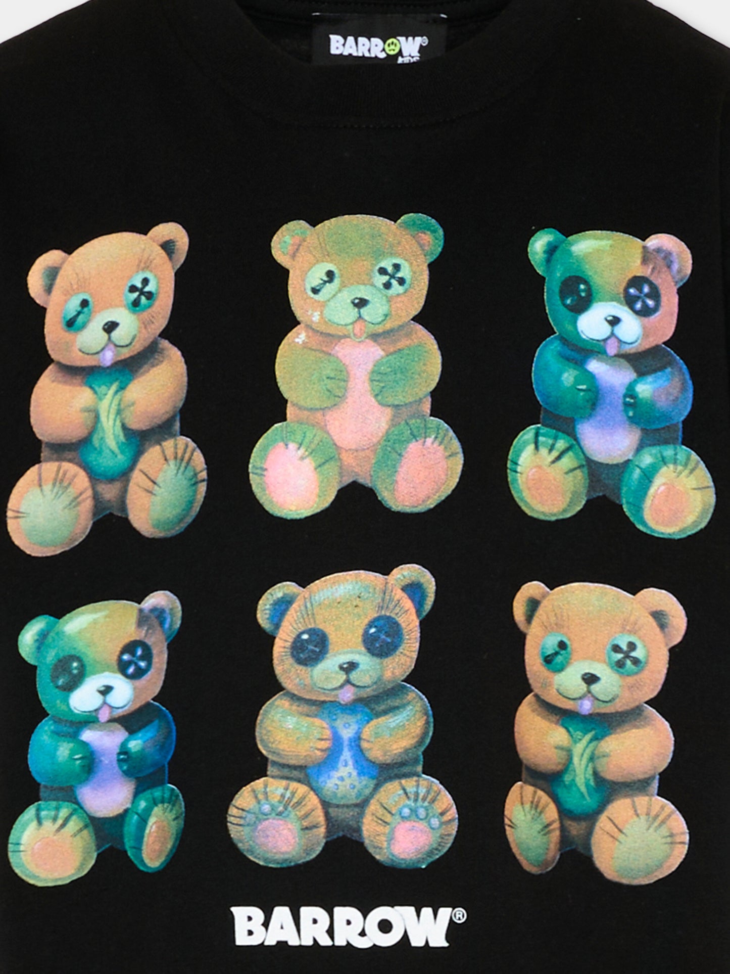 T-Shirt nera per bambini con orsetti,Barrow,S6BKJUTH093 110