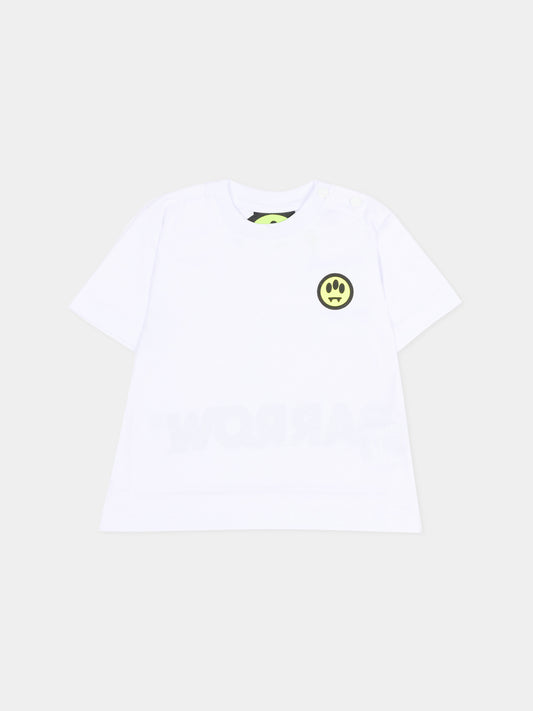 T-Shirt bianca per neonati con logo,Barrow,S6BKUNTH207 002