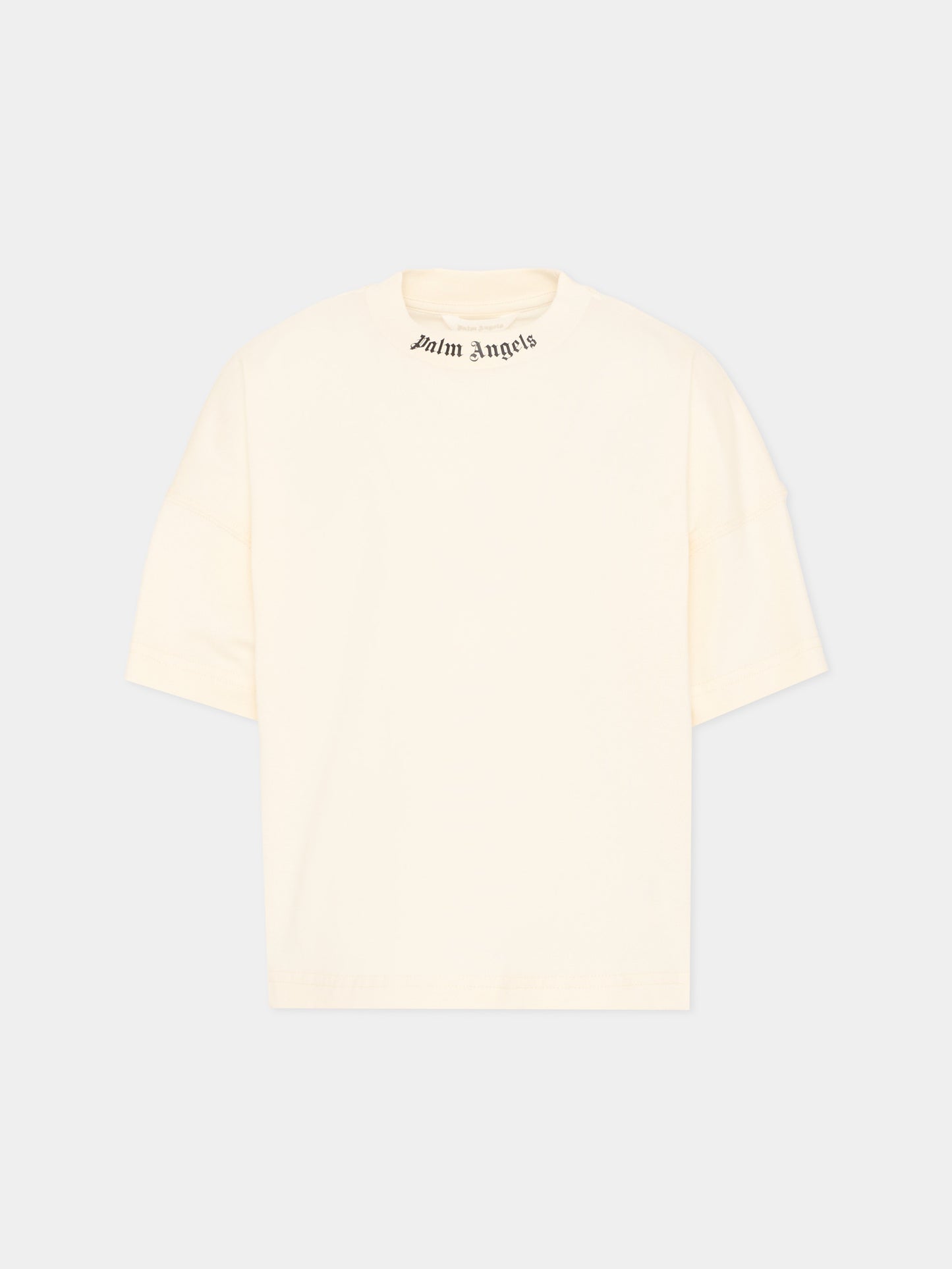 T-Shirt avorio per bambini con logo,Palm Angels,PBAA002S26JER001 002