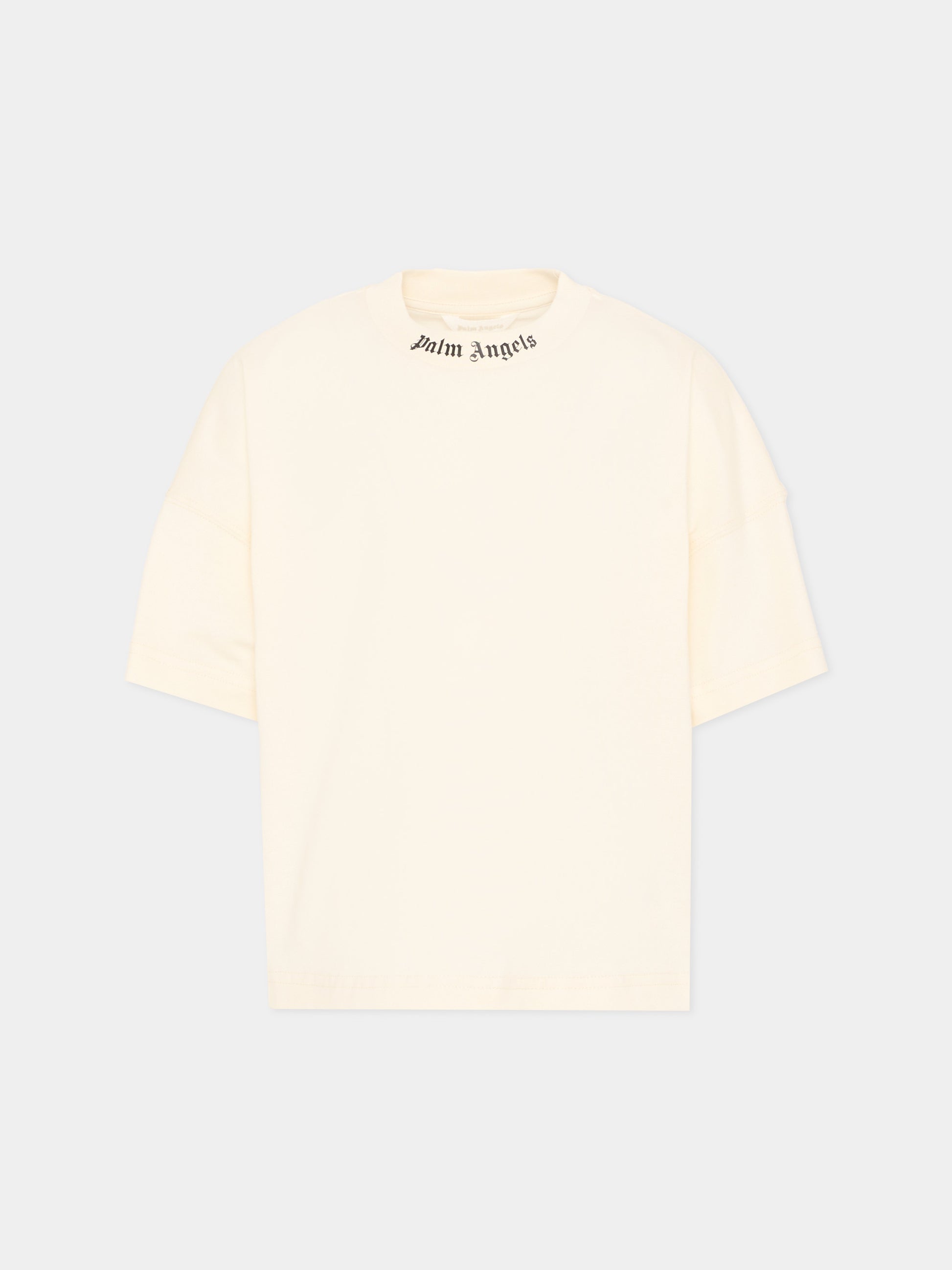 T-Shirt avorio per bambini con logo,Palm Angels,PBAA002S26JER001 002