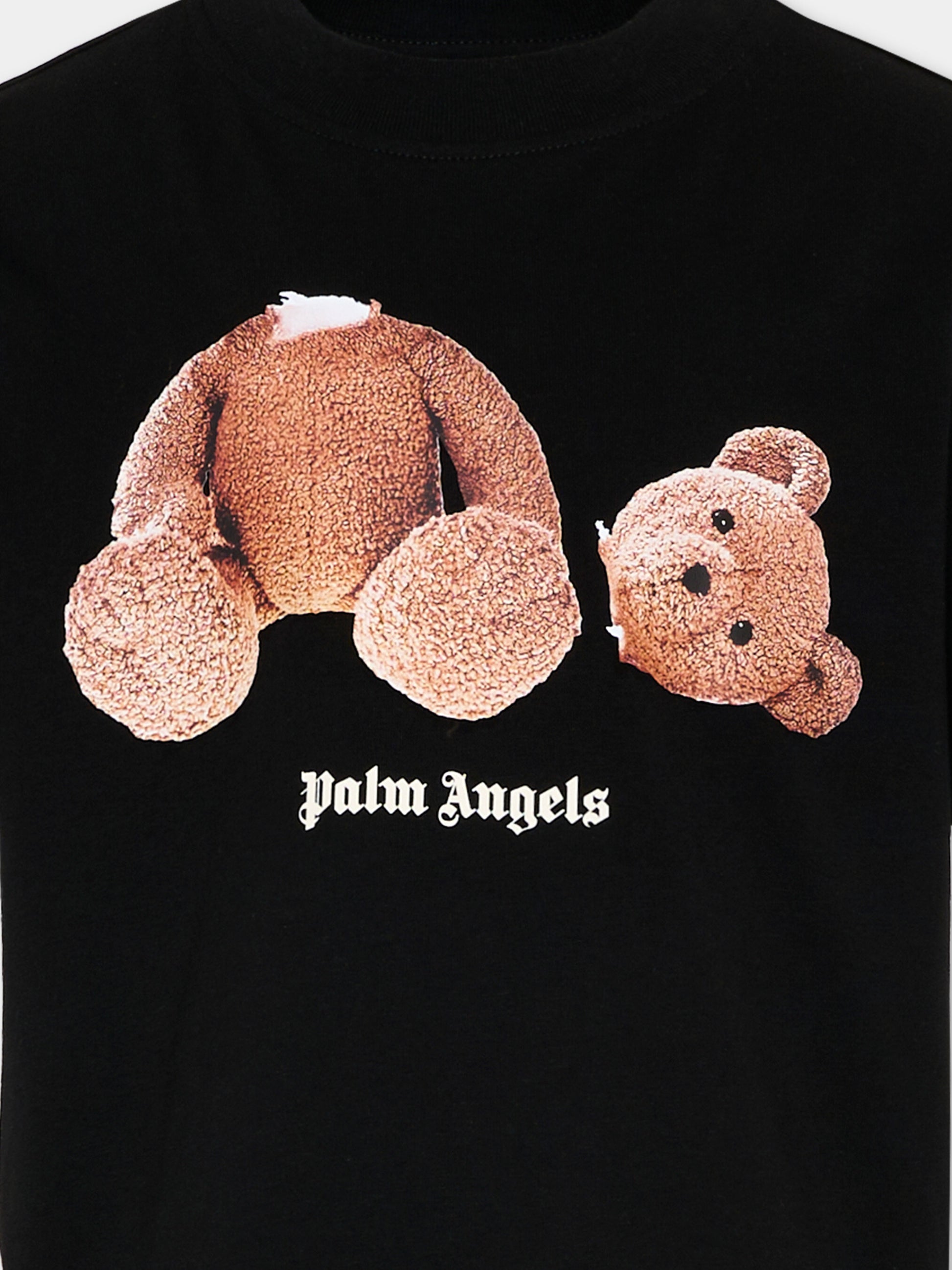T-Shirt nera per bambini con Teddy Bear,Palm Angels,PBAA003S26JER001 110
