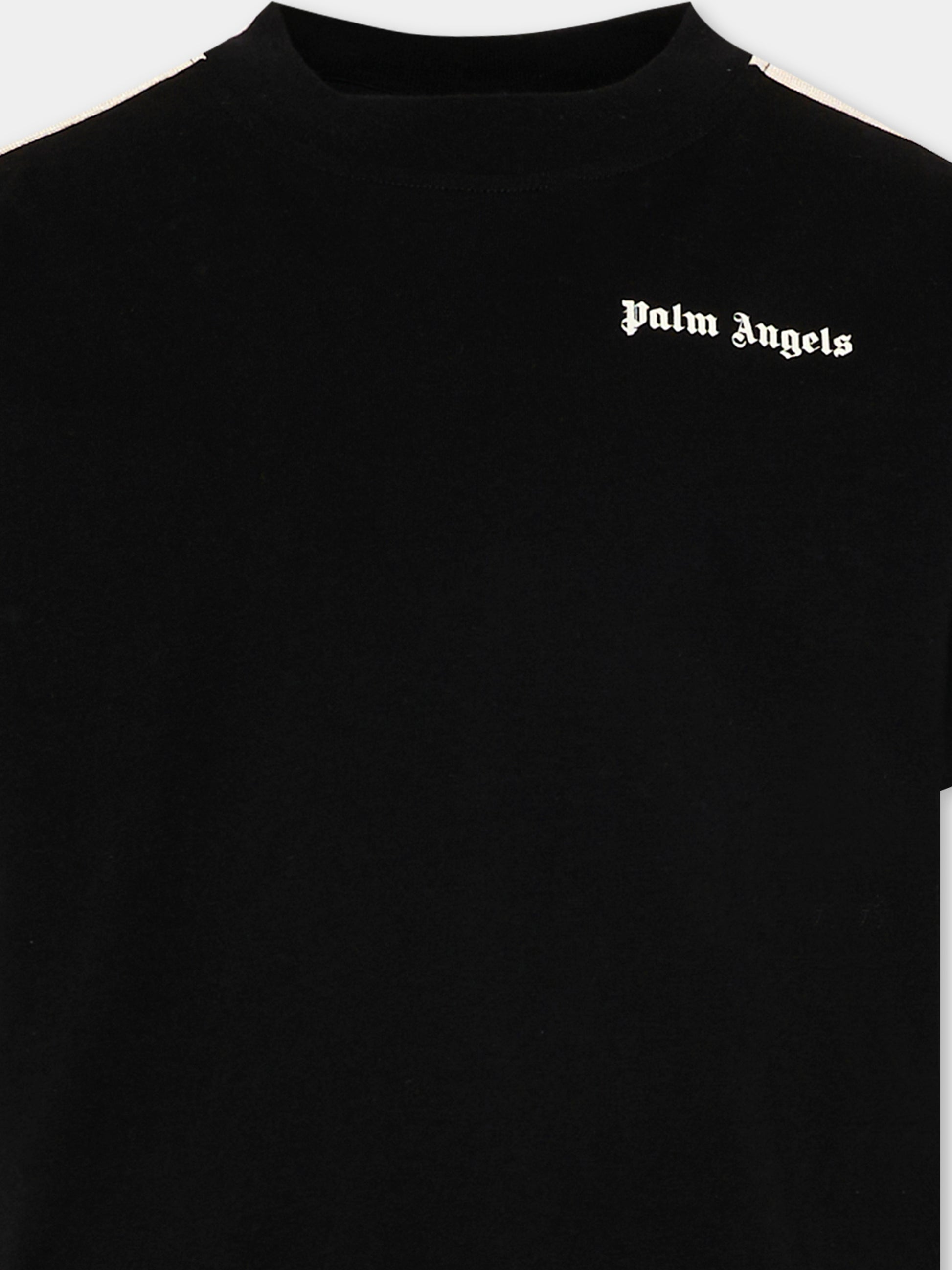 T-Shirt nera per bambini con logo,Palm Angels,PBAA011S26JER001 110