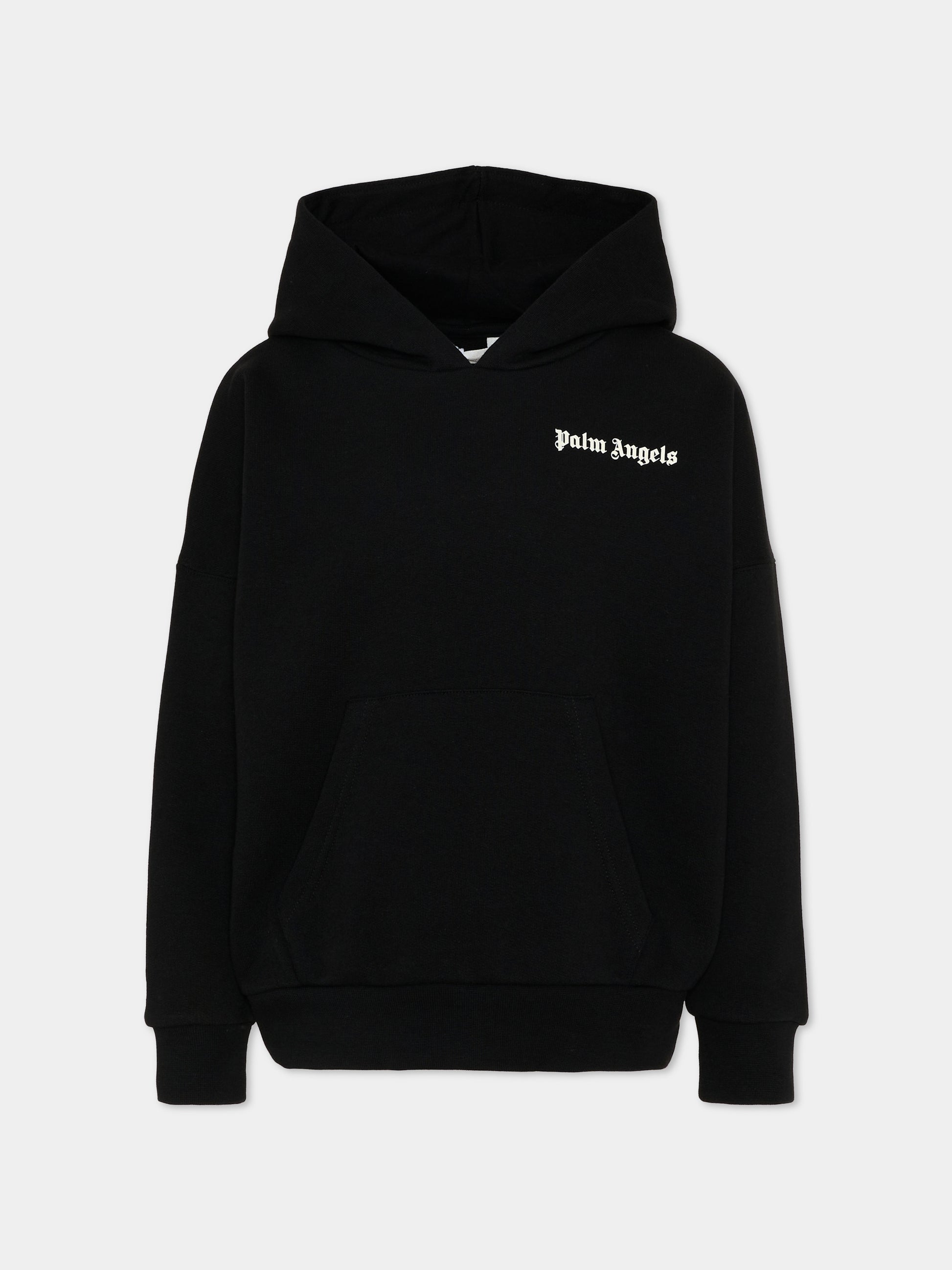 Felpa nera per bambini con logo,Palm Angels,PBBB011S26FLE001 110