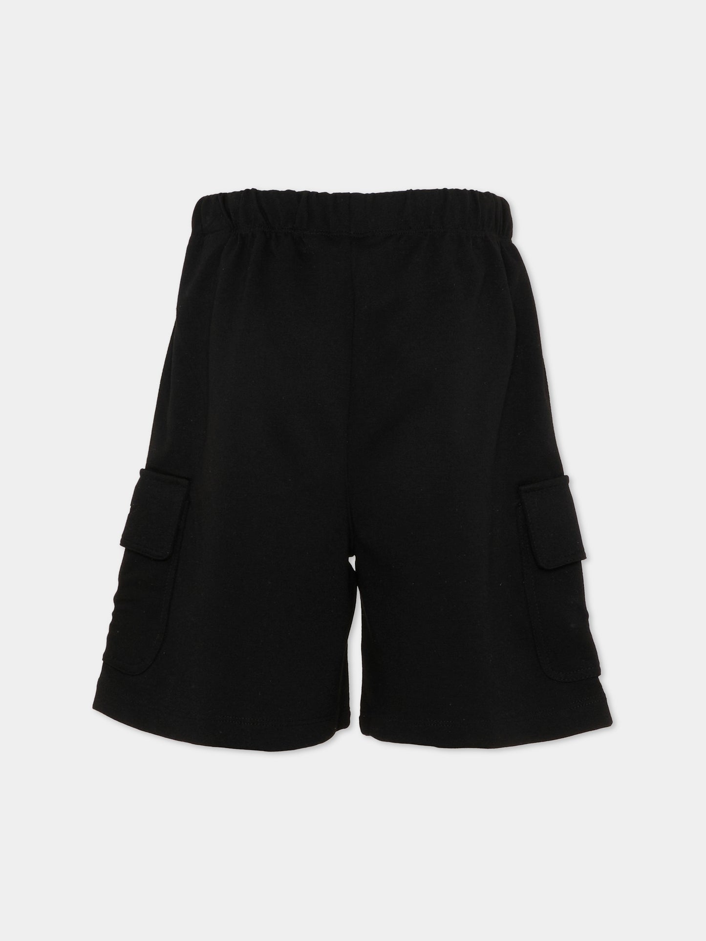 Shorts sportivi neri per bambino con bande,Palm Angels,PBCL004S26FLE001 110