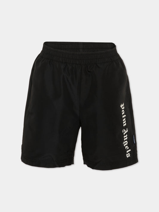 Boxer mare nero per bambino con logo,Palm Angels,PBFD003S26FAB001 110